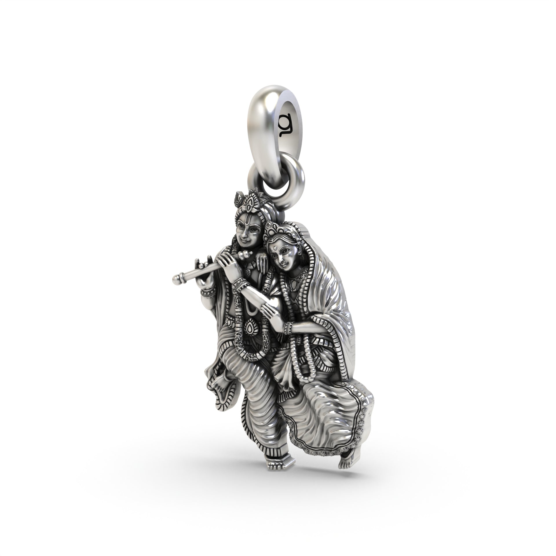Silver Radha Krishna Pendant