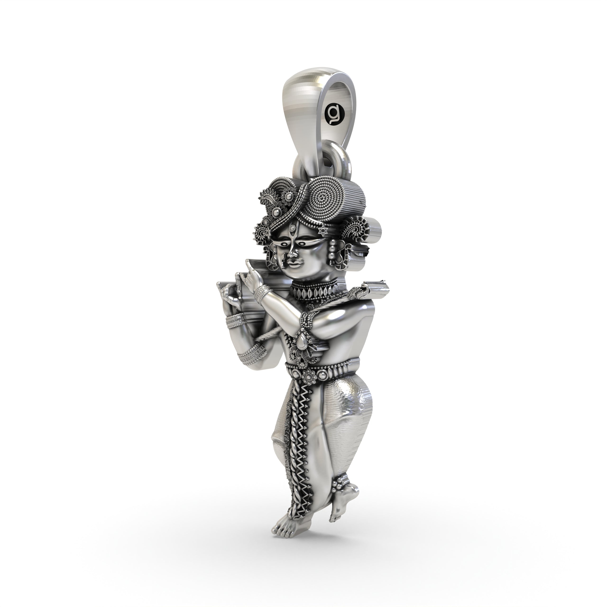 925 Oxidised Silver Radha Raman Pendant | Antique Krishna Vishnu Locket