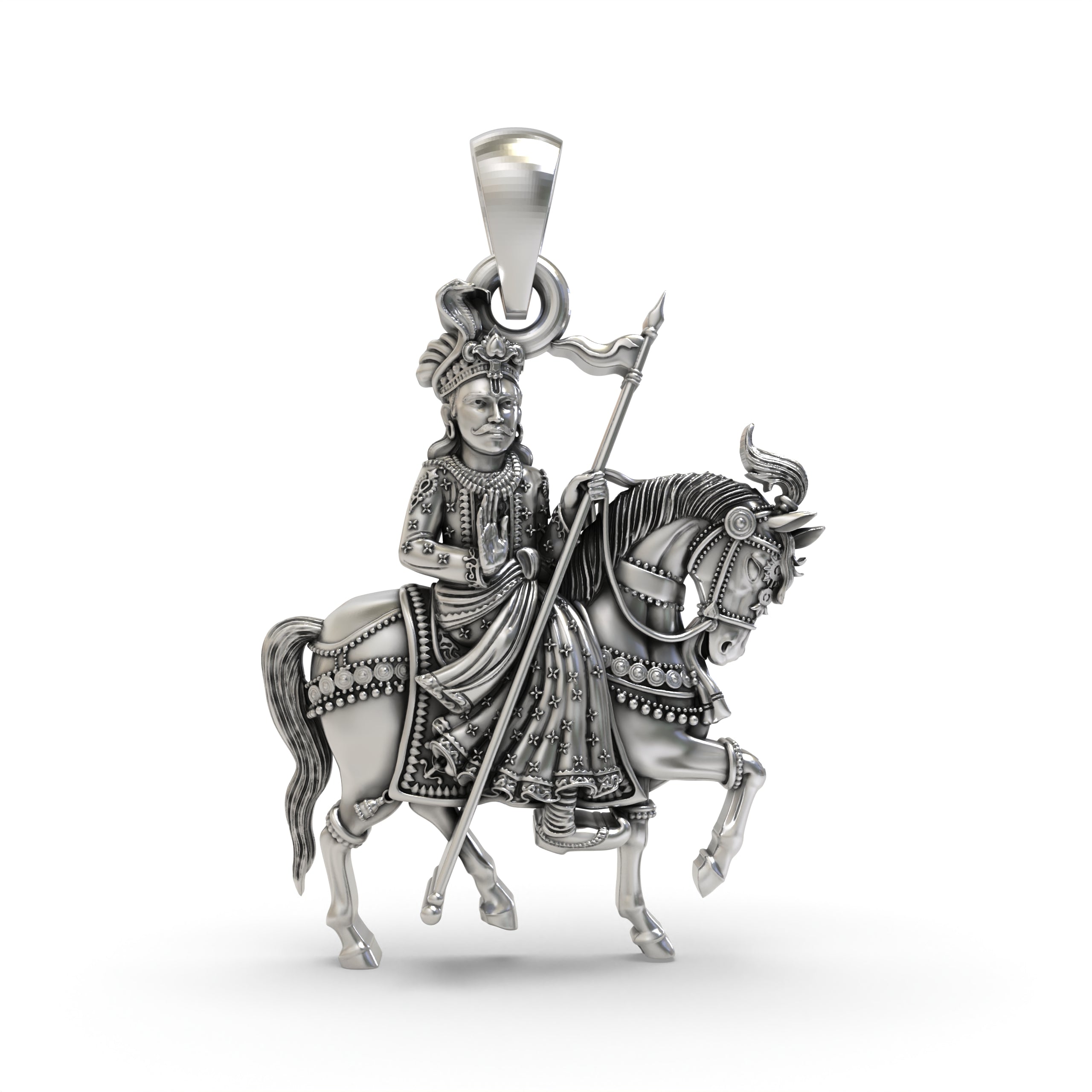 925 Silver Guga Jahar Veer Ji Pendant – Gogaji | Goga Veer | Zaher Veer | Hindu Folk Warrior God Necklace