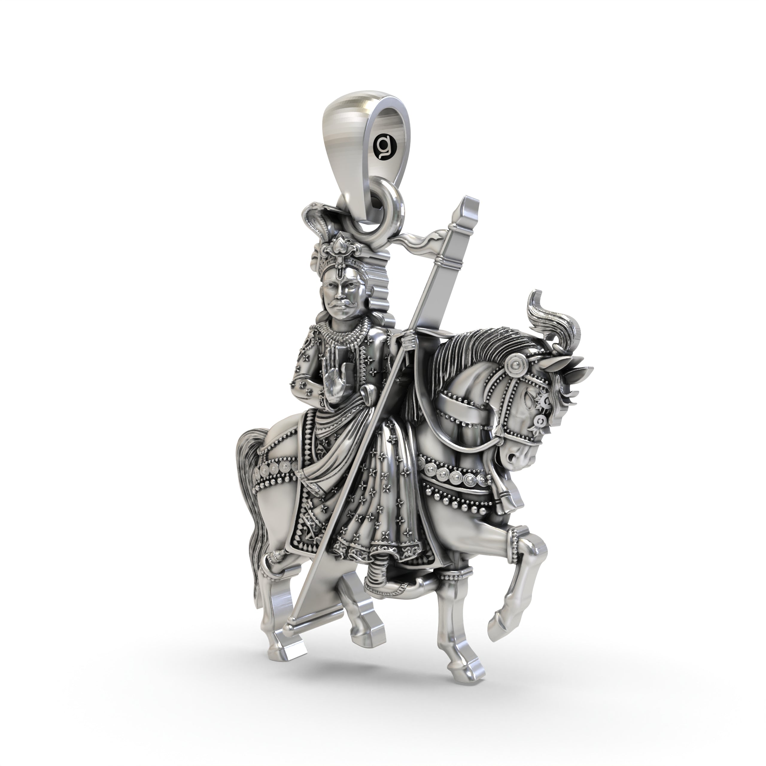 925 Silver Guga Jahar Veer Ji Pendant – Gogaji | Goga Veer | Zaher Veer | Hindu Folk Warrior God Necklace