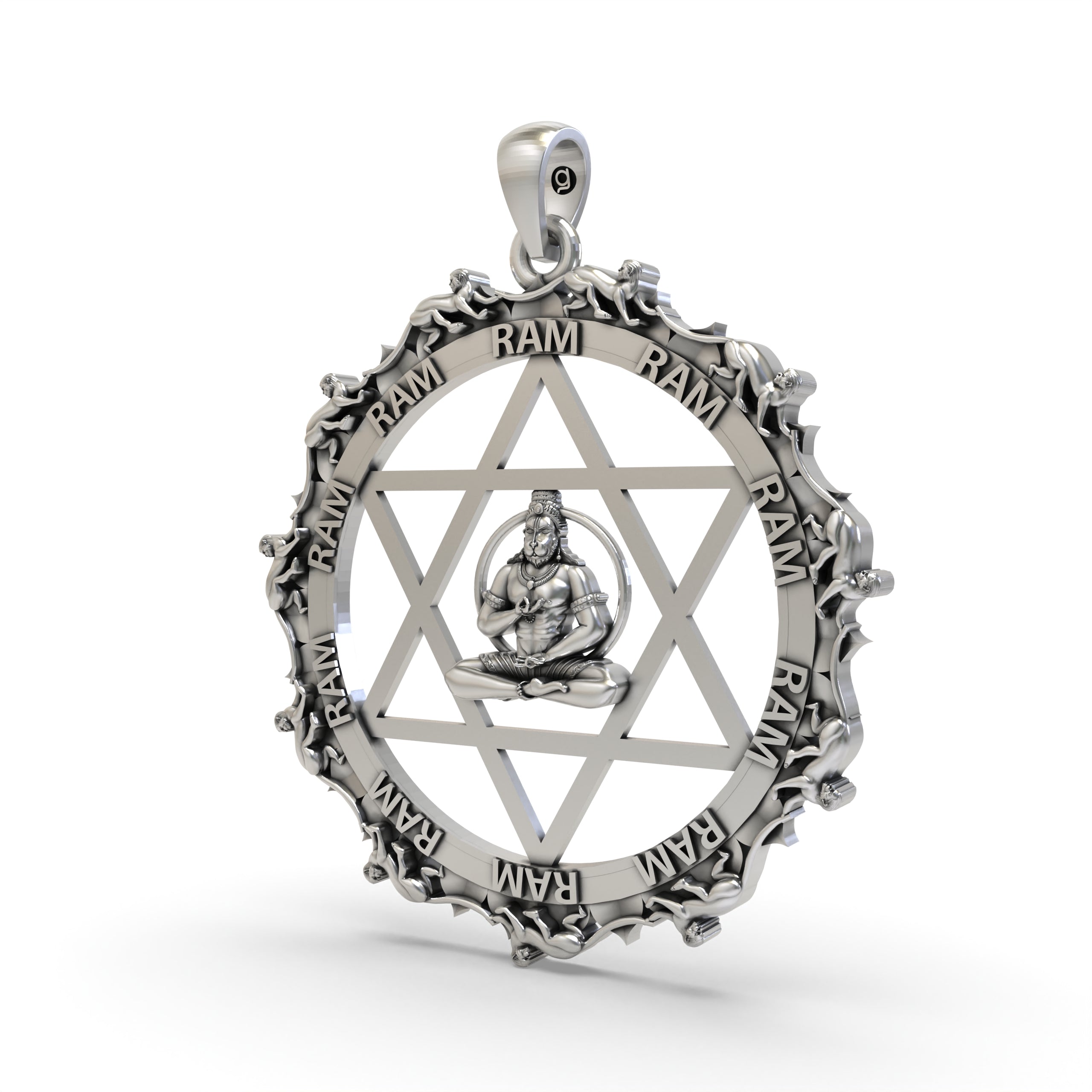 925 Silver Hanumanji with Star Pendant – Divine Strength Amulet | Hindu God Pendant for Protection & Courage