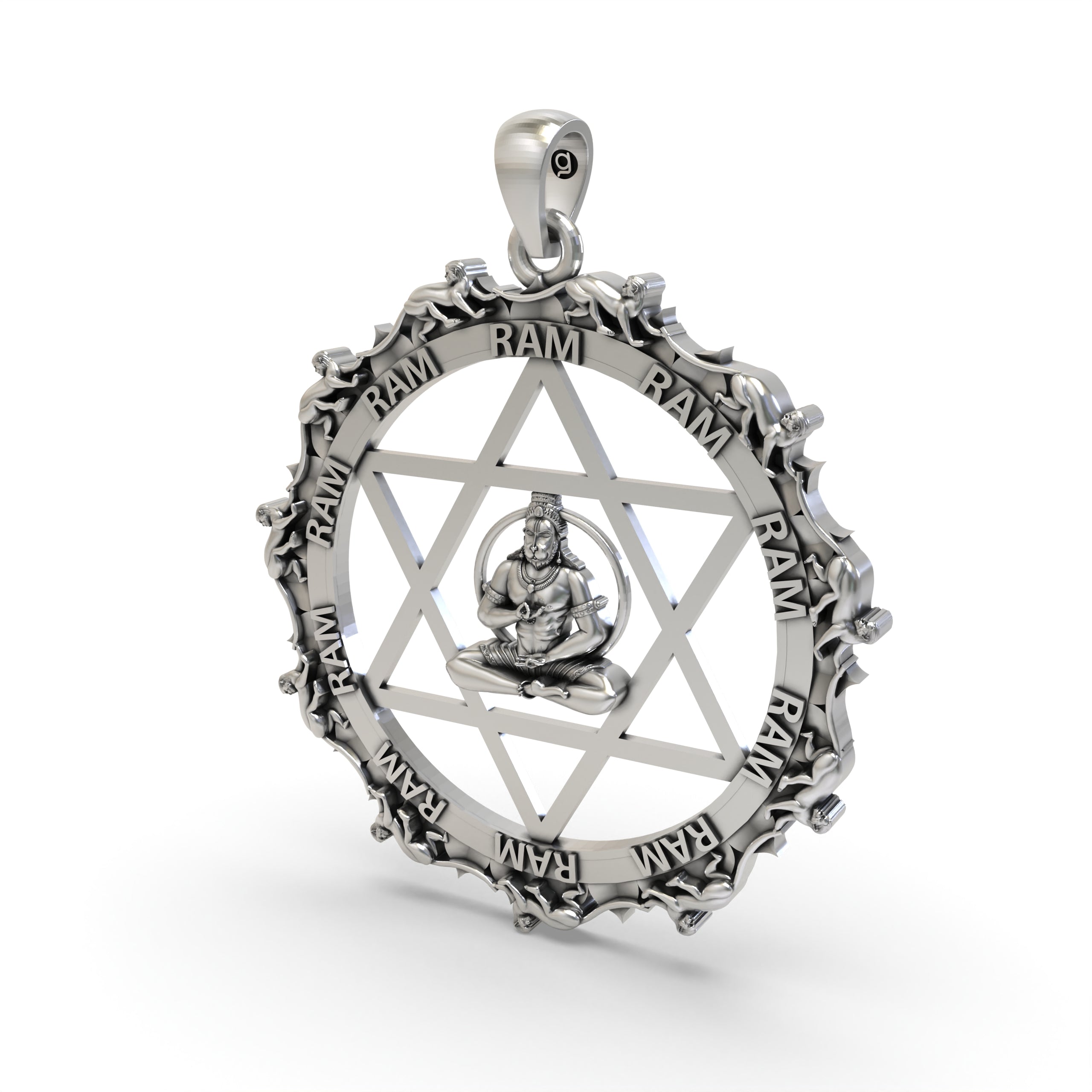 925 Silver Hanumanji with Star Pendant – Divine Strength Amulet | Hindu God Pendant for Protection & Courage