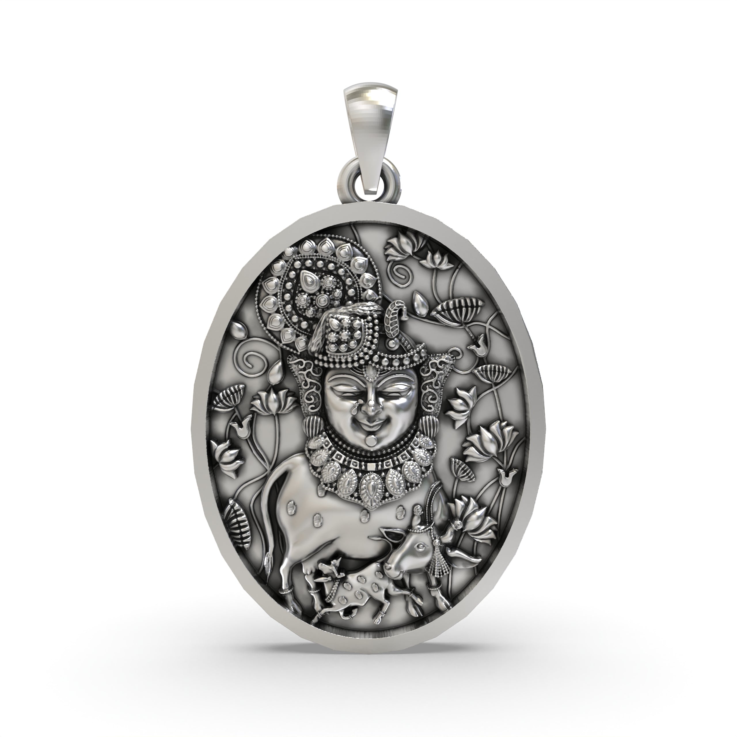 925 Silver Shreenathji Face Pendant – Nathdwara Krishna Jewelry
