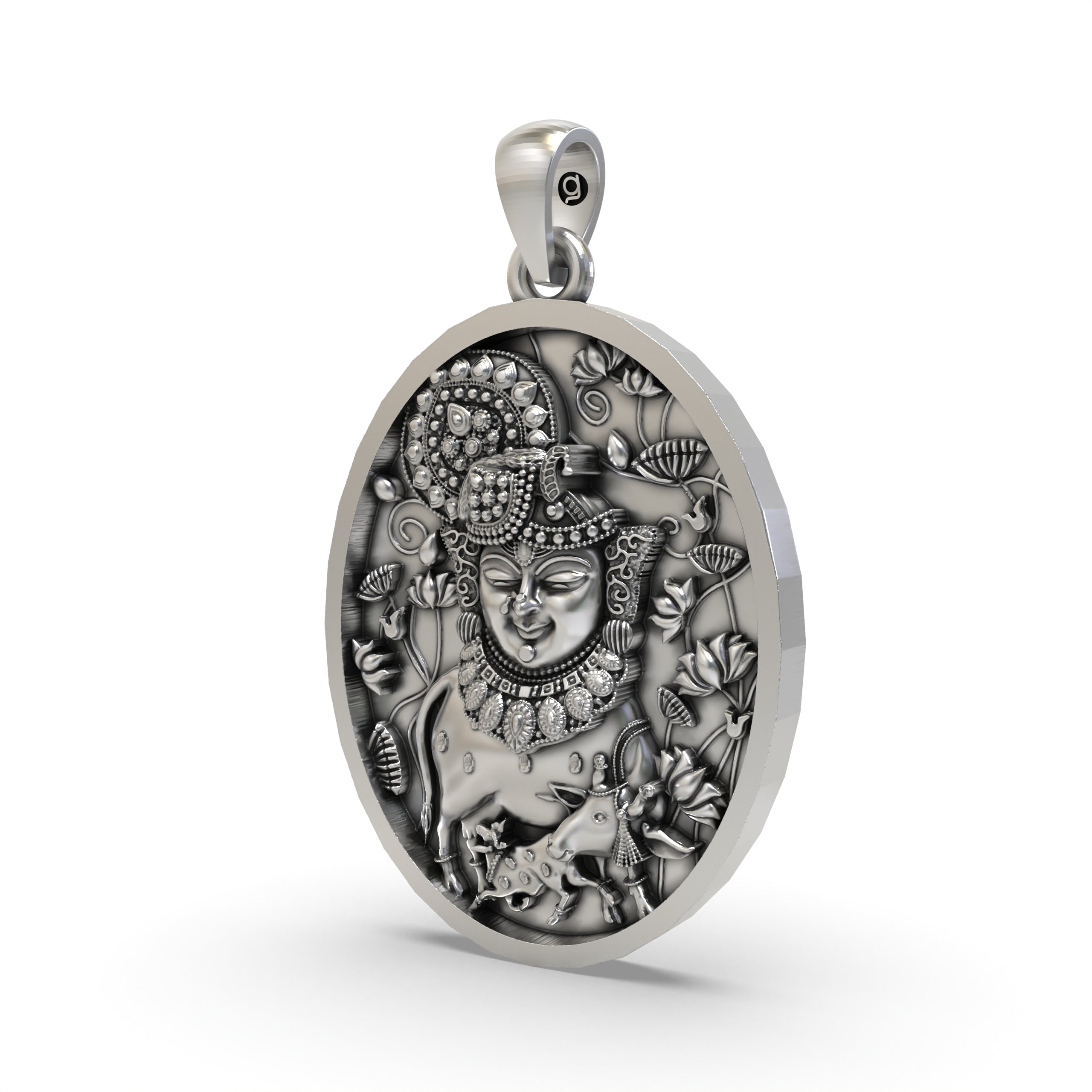 925 Silver Shreenathji Face Pendant – Nathdwara Krishna Jewelry