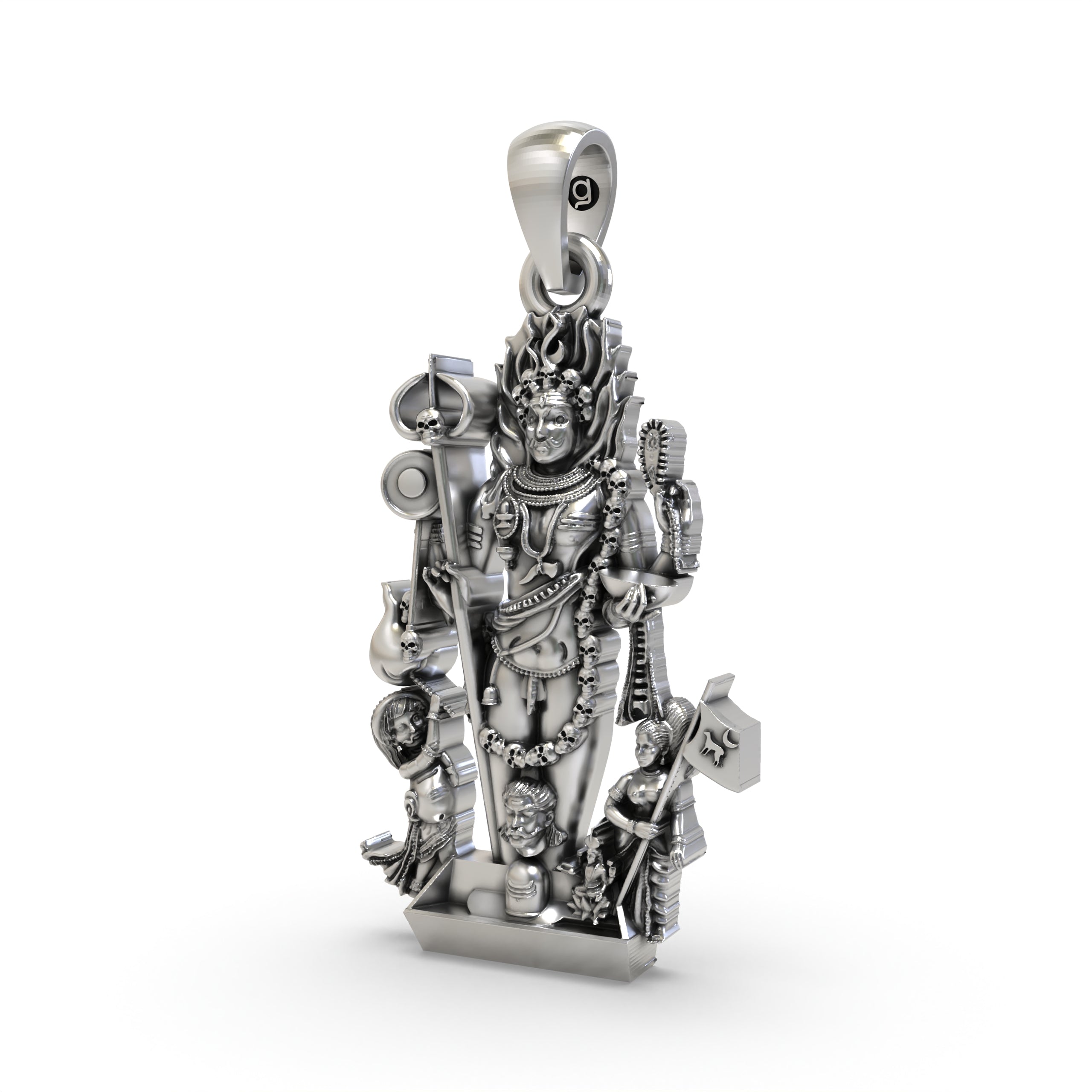 925 Silver Kaal Bhairav Pendant – Fierce Form of Shiva | Kalabhairava Protective Amulet for Tantra & Devotion