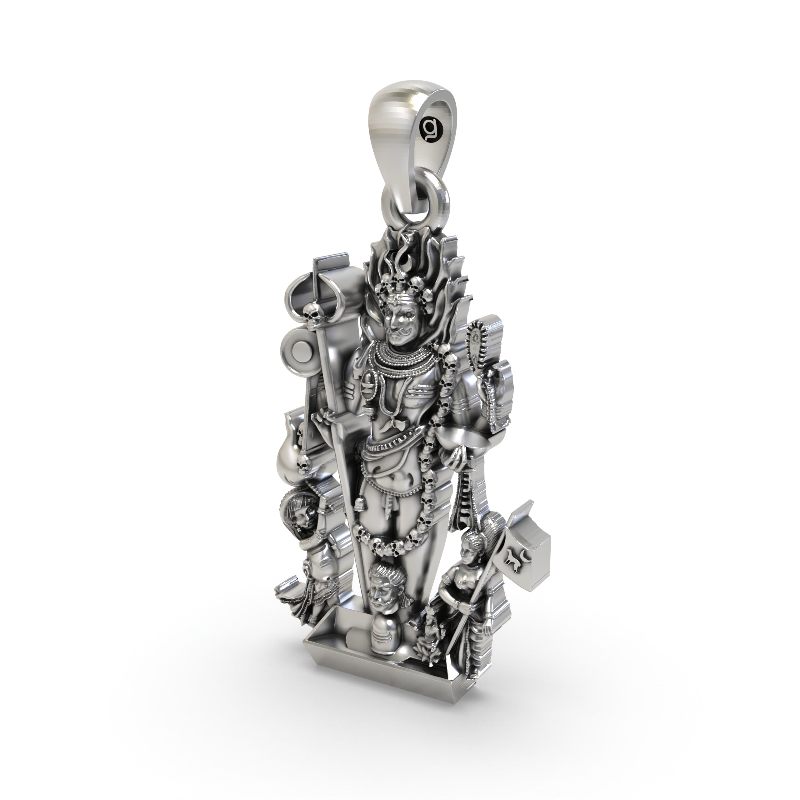 925 Silver Kaal Bhairav Pendant – Fierce Form of Shiva | Kalabhairava Protective Amulet for Tantra & Devotion