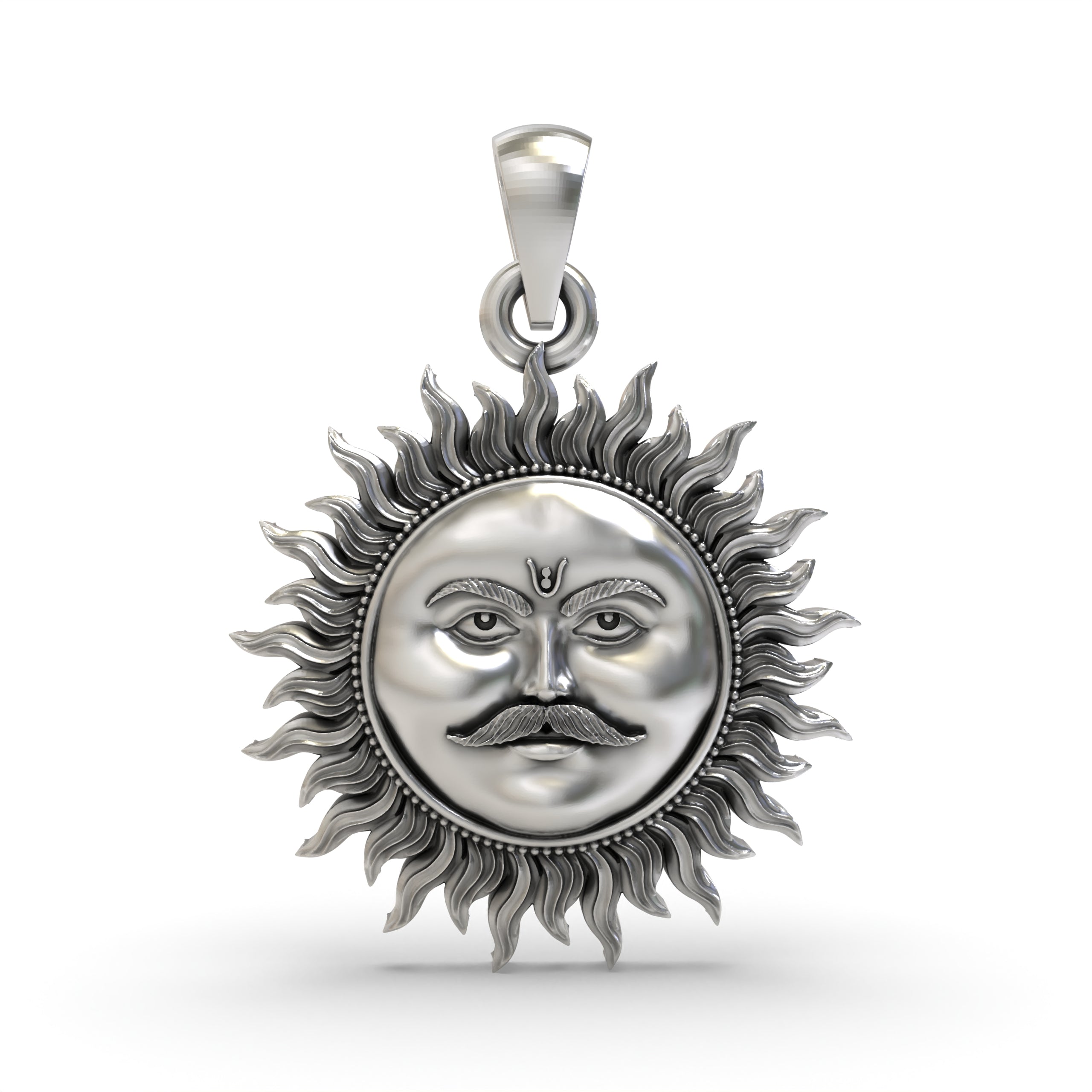 925 Silver Surya Dev Pendant – Radiant Sun God Amulet | Lord Surya Vedic Energy Talisman for Strength & Success