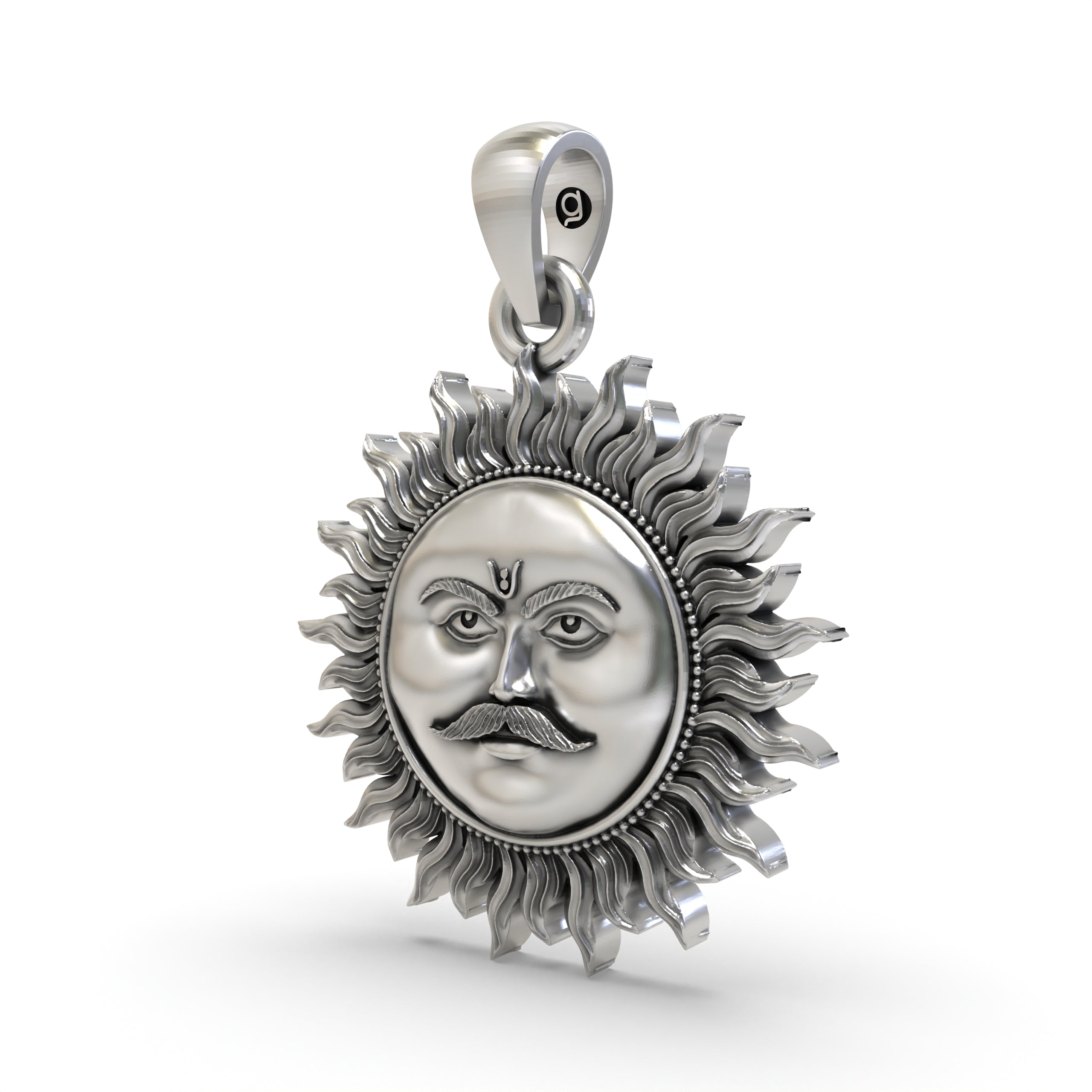 925 Silver Surya Dev Pendant – Radiant Sun God Amulet | Lord Surya Vedic Energy Talisman for Strength & Success