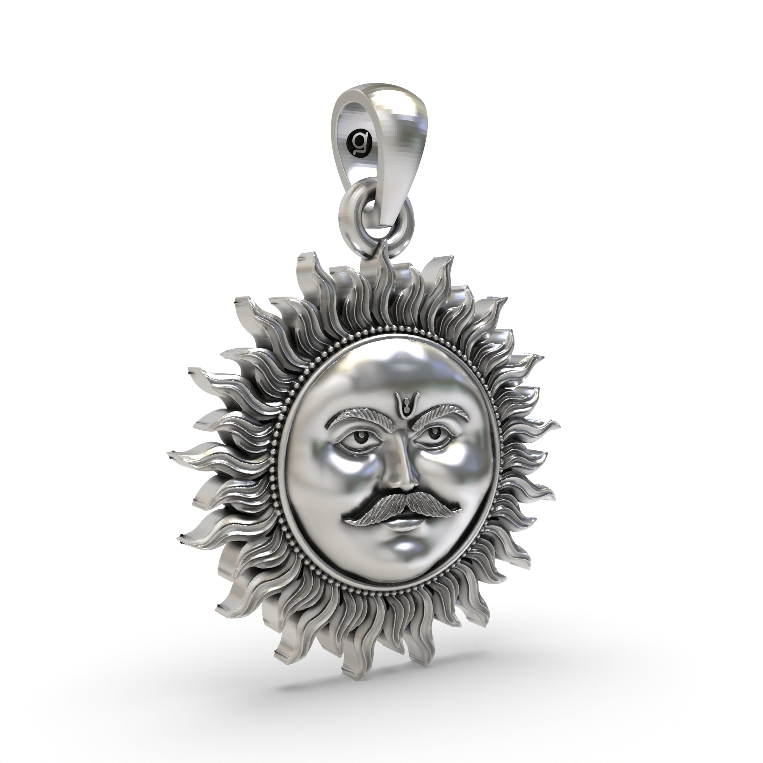 925 Silver Surya Dev Pendant – Radiant Sun God Amulet | Lord Surya Vedic Energy Talisman for Strength & Success