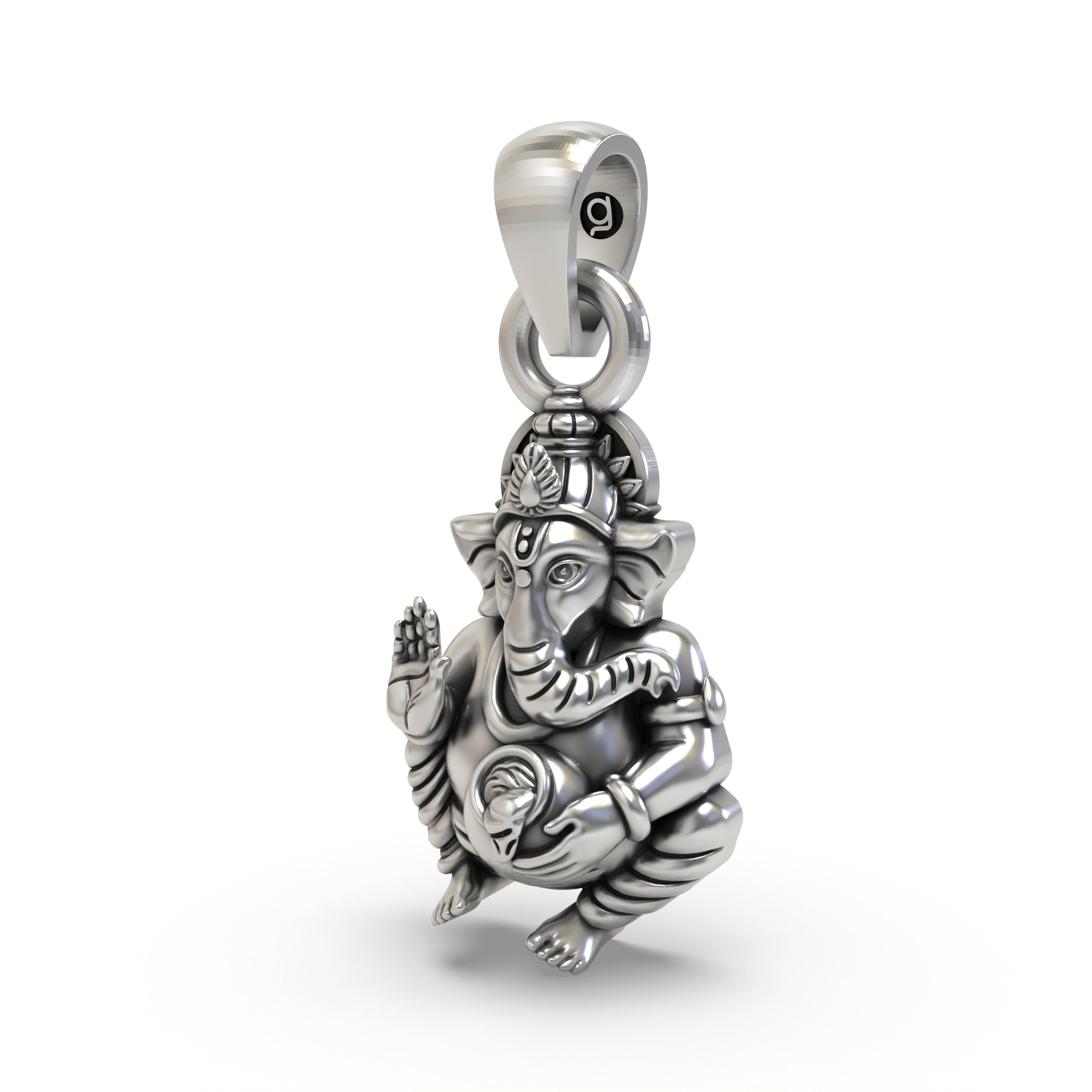 Ganpati Bapa Pendant in Pure 925 Silver | Handmade Hindu God Jewelry for Wisdom & Blessings