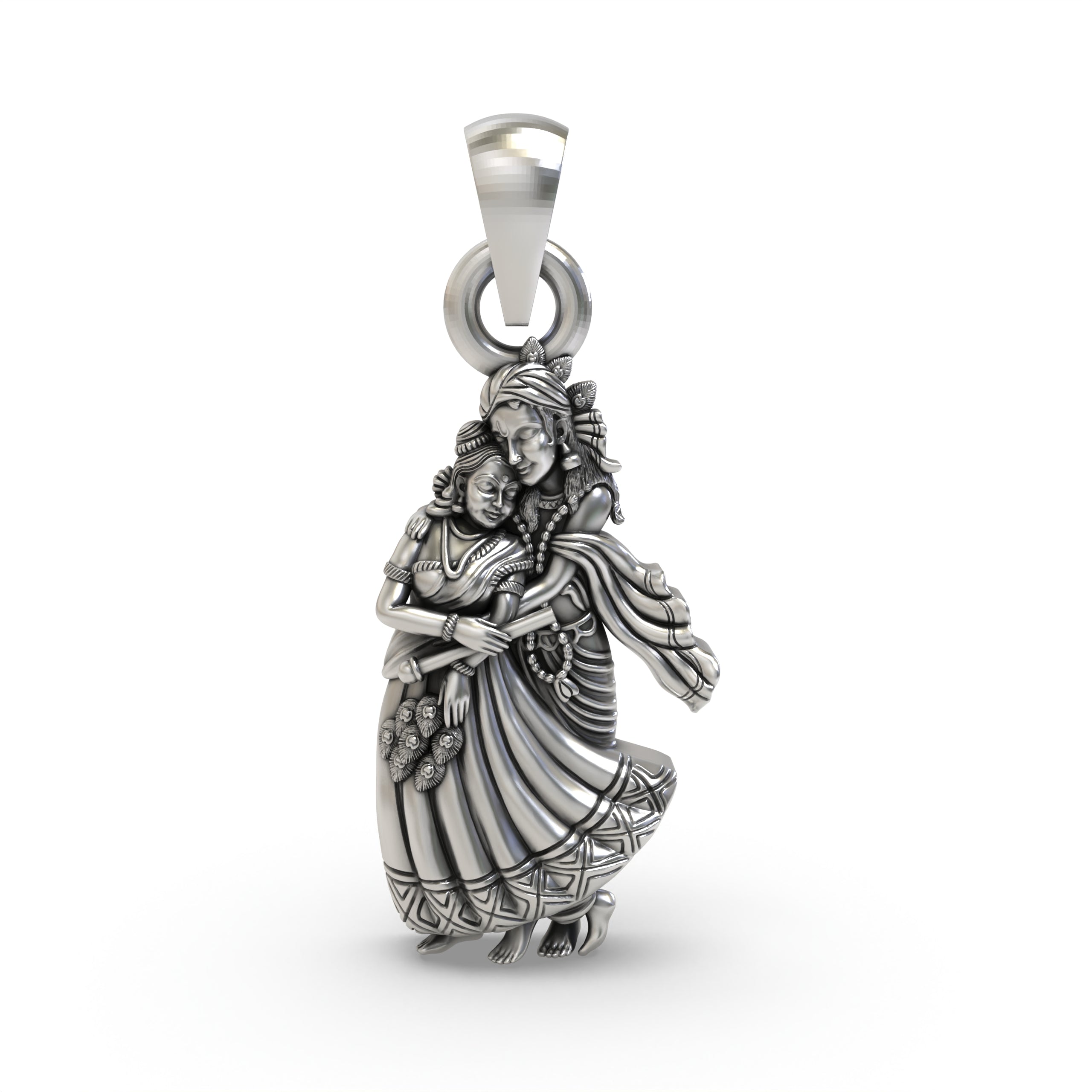 925 Silver Radha Krishna Pendant – Divine Love Couple Jewelry | Handmade Spiritual Gift for Devotees & Festivals