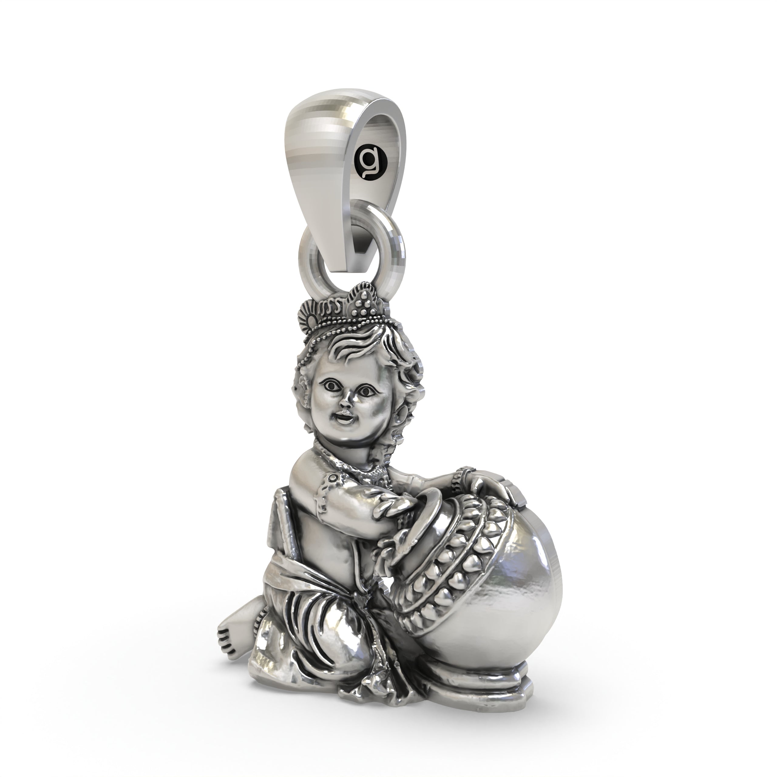 Baal Krishna 925 Silver Pendant – Laddu Gopal Baby Krishna Jewelry | Handmade Spiritual Pendant for Devotees & Gifting