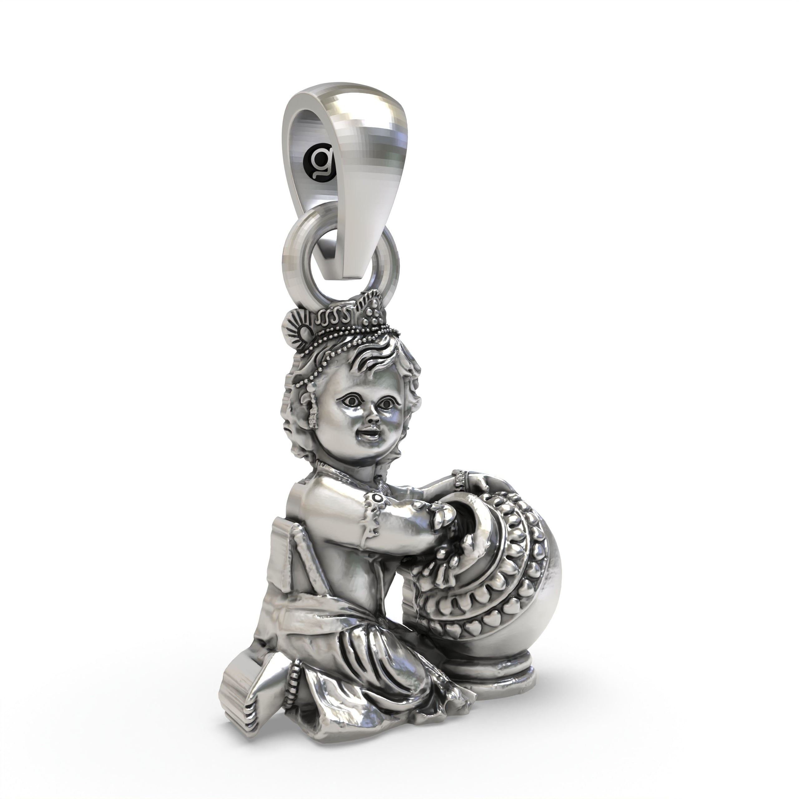 Baal Krishna 925 Silver Pendant – Laddu Gopal Baby Krishna Jewelry | Handmade Spiritual Pendant for Devotees & Gifting