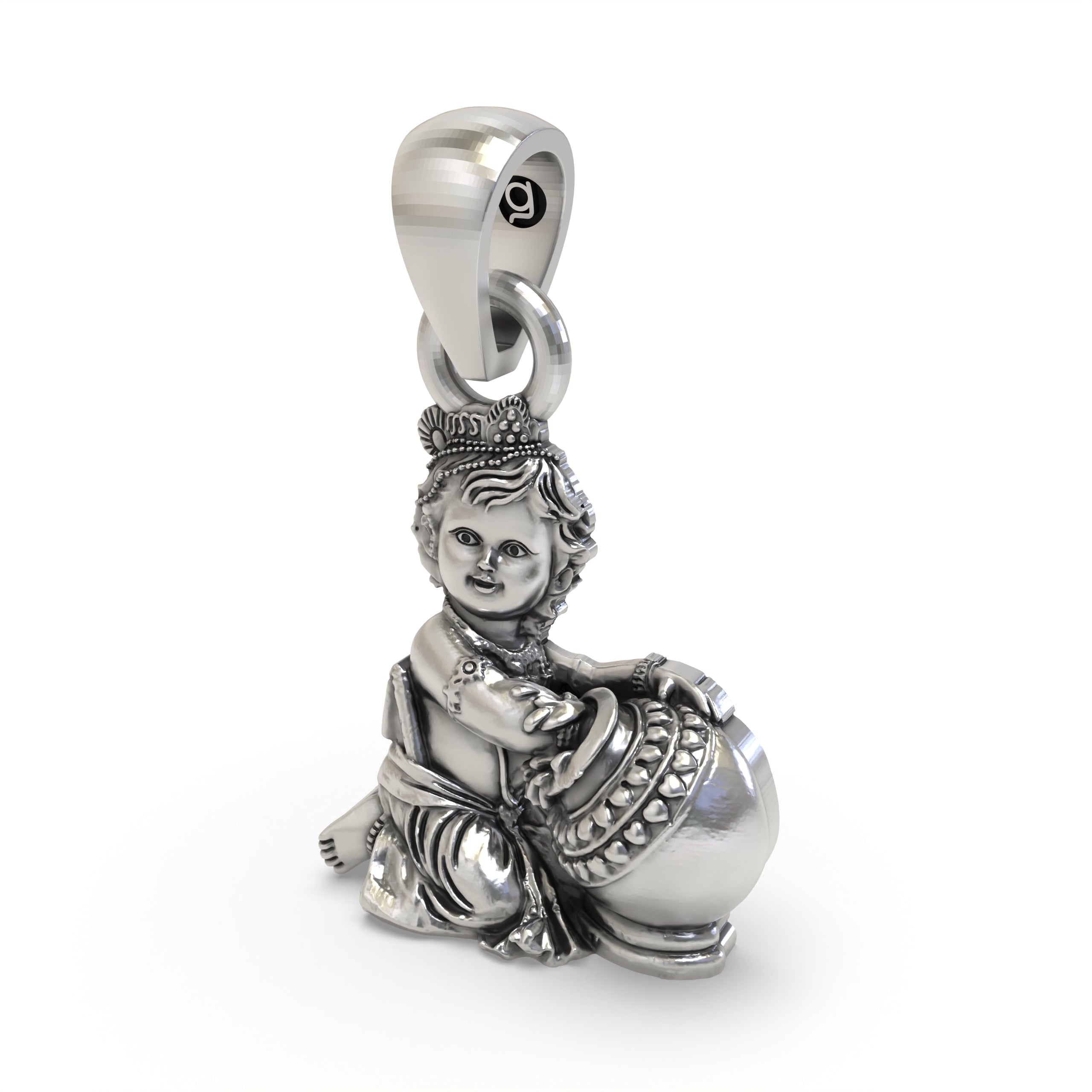 Baal Krishna 925 Silver Pendant – Laddu Gopal Baby Krishna Jewelry | Handmade Spiritual Pendant for Devotees & Gifting