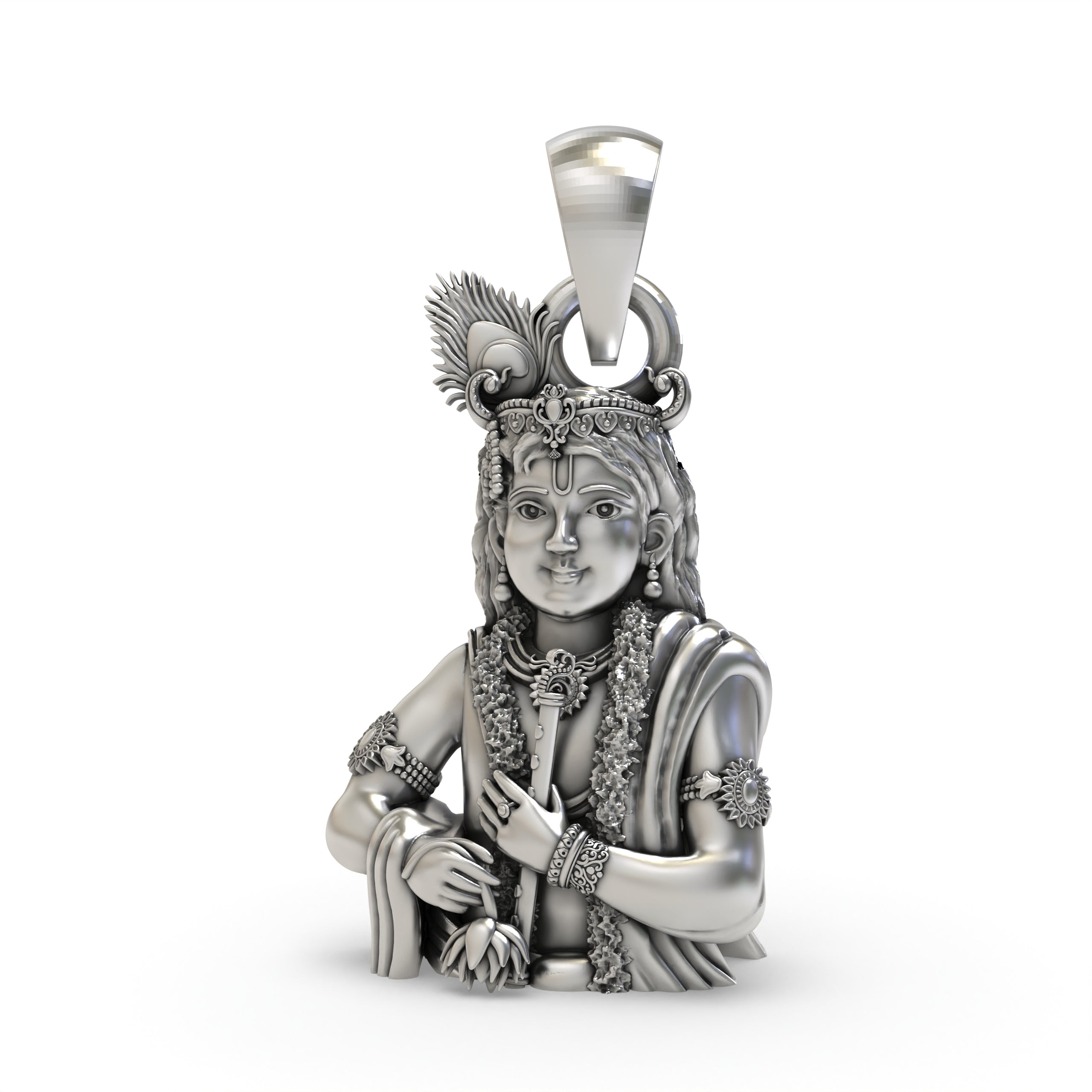 925 Silver Krishna Pendant – Lord Krishna Flute Necklace Divine