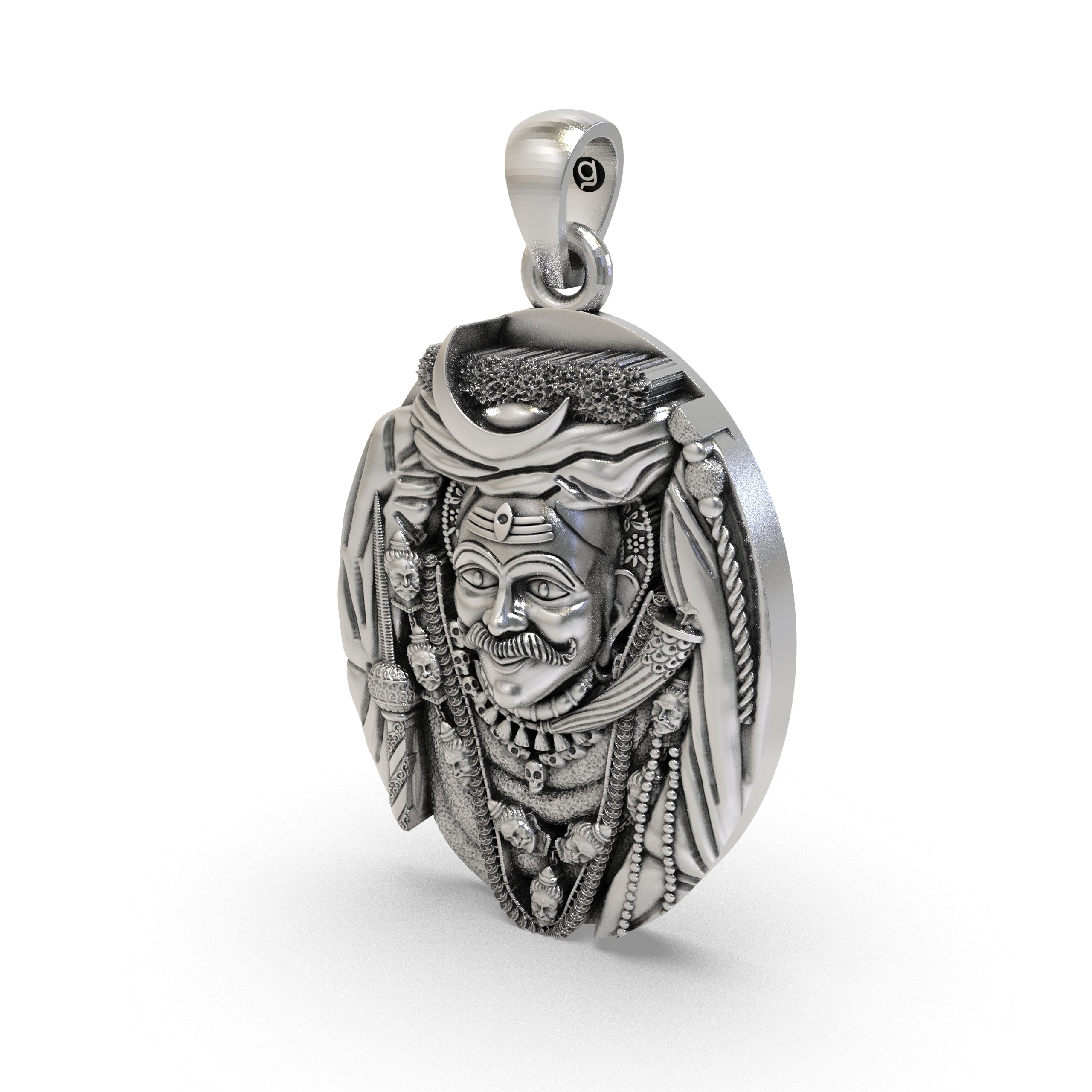 Kashi Kaal Bhairav Pendant 925 Silver | Fierce Form of Lord Shiva | Hindu God Protection Amulet | Bhairavnath Spiritual Locket for Men & Women