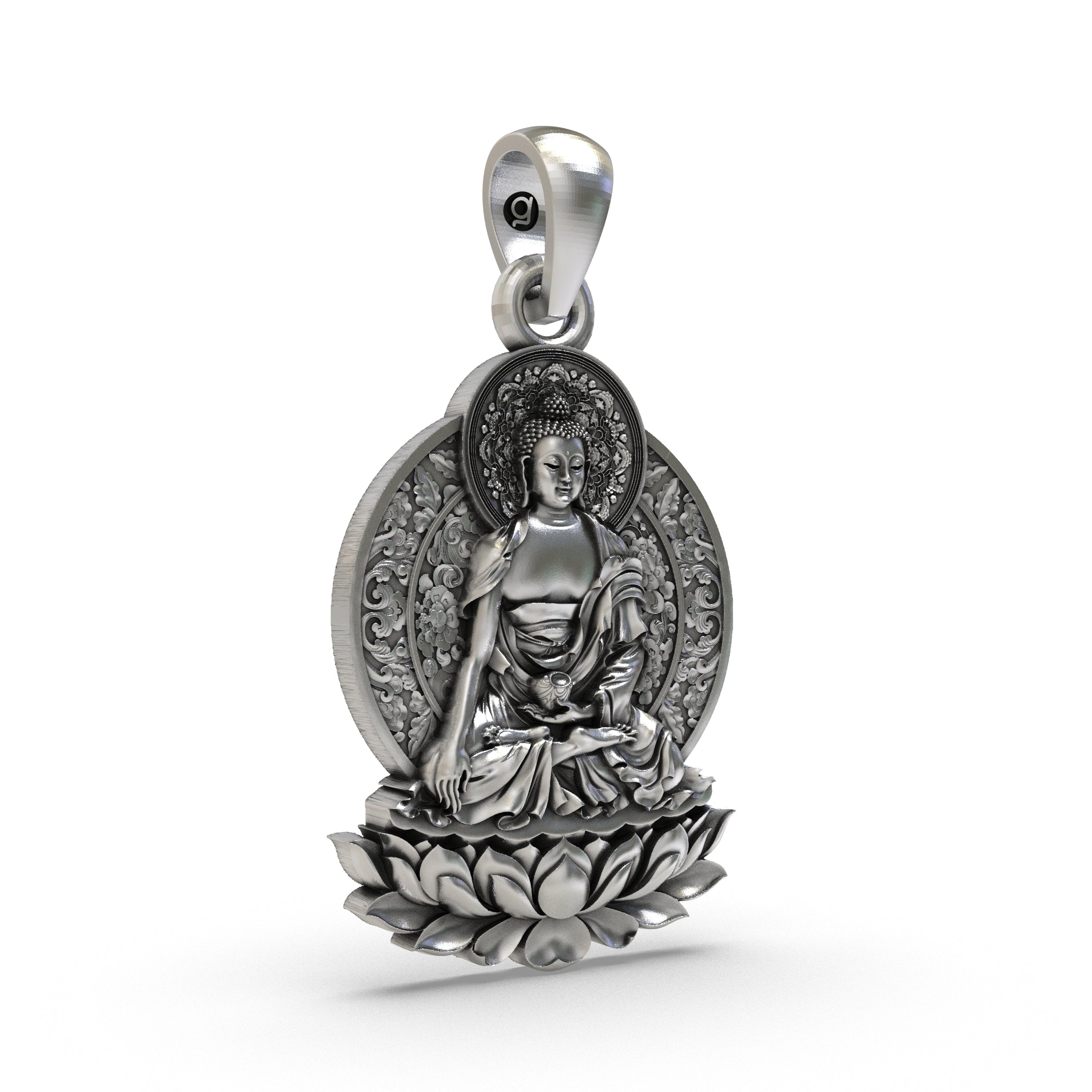 925 Silver Buddha on Lotus Pendant | Spiritual Buddhist Jewelry | Peace & Enlightenment Necklace for Men & Women
