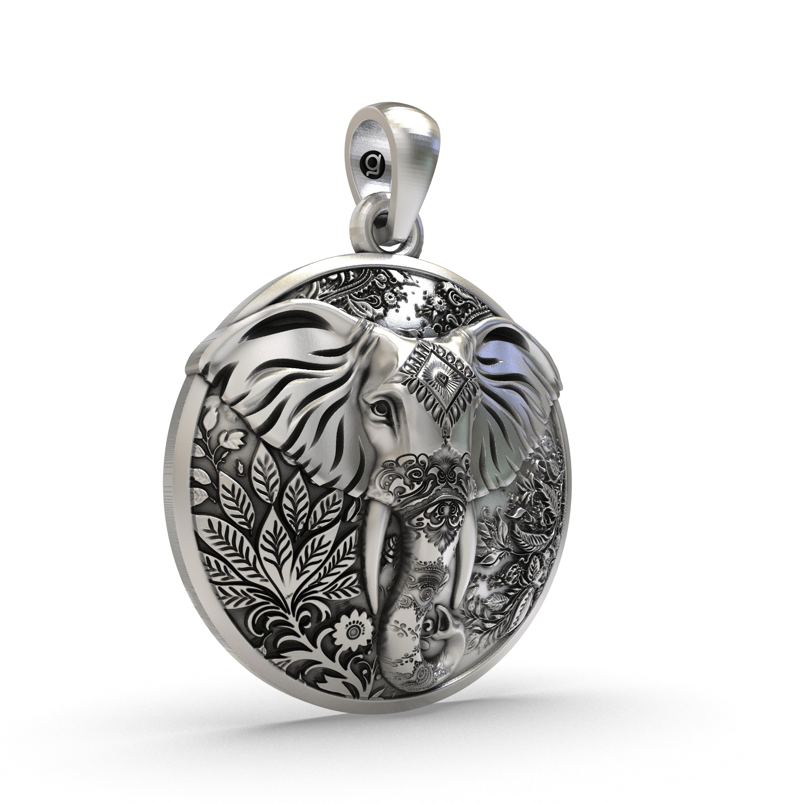925 Silver Elephant Carving Pendant | Handcrafted Lucky Elephant Charm | Symbol of Wisdom & Strength Jewelry for Men & Women