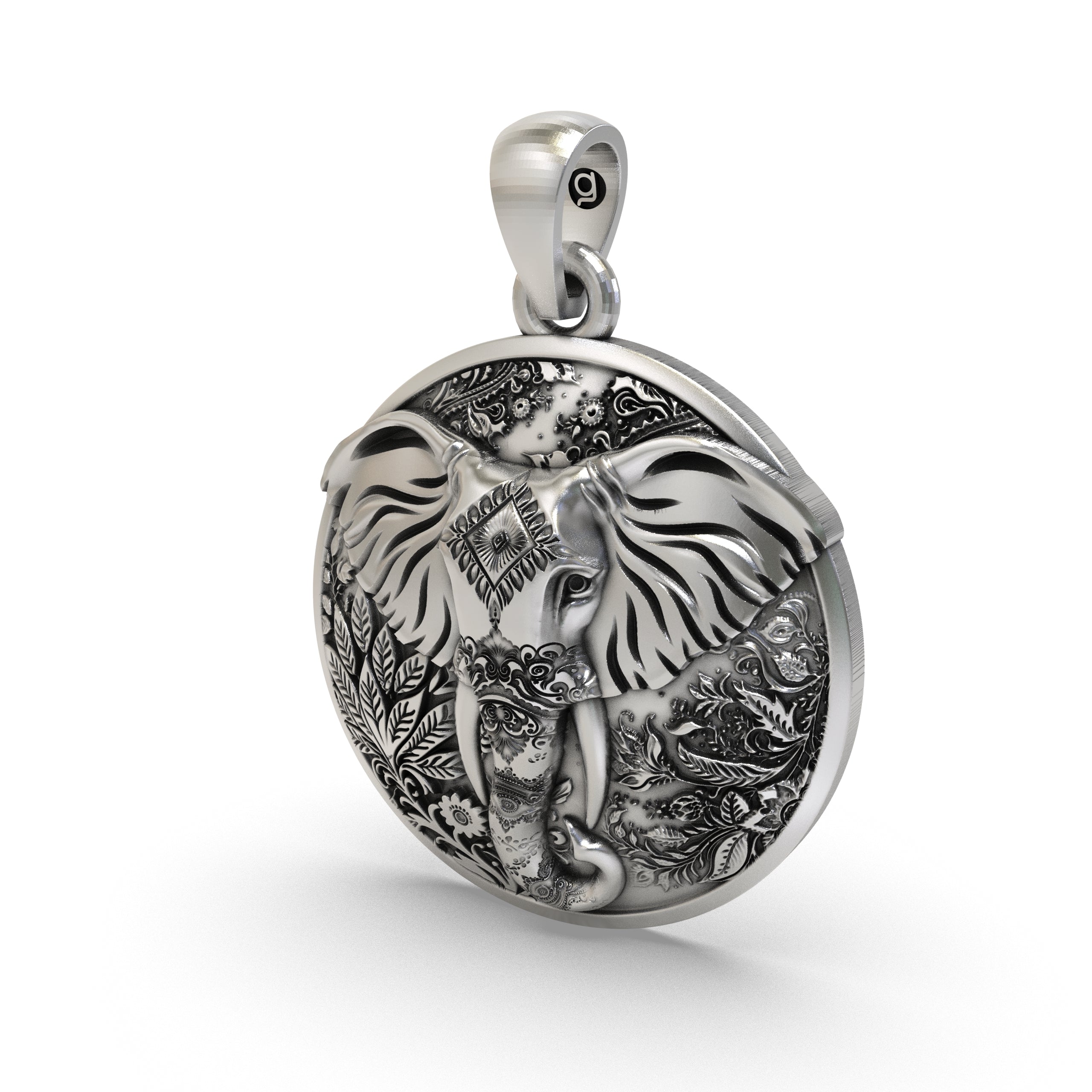 925 Silver Elephant Carving Pendant | Handcrafted Lucky Elephant Charm | Symbol of Wisdom & Strength Jewelry for Men & Women