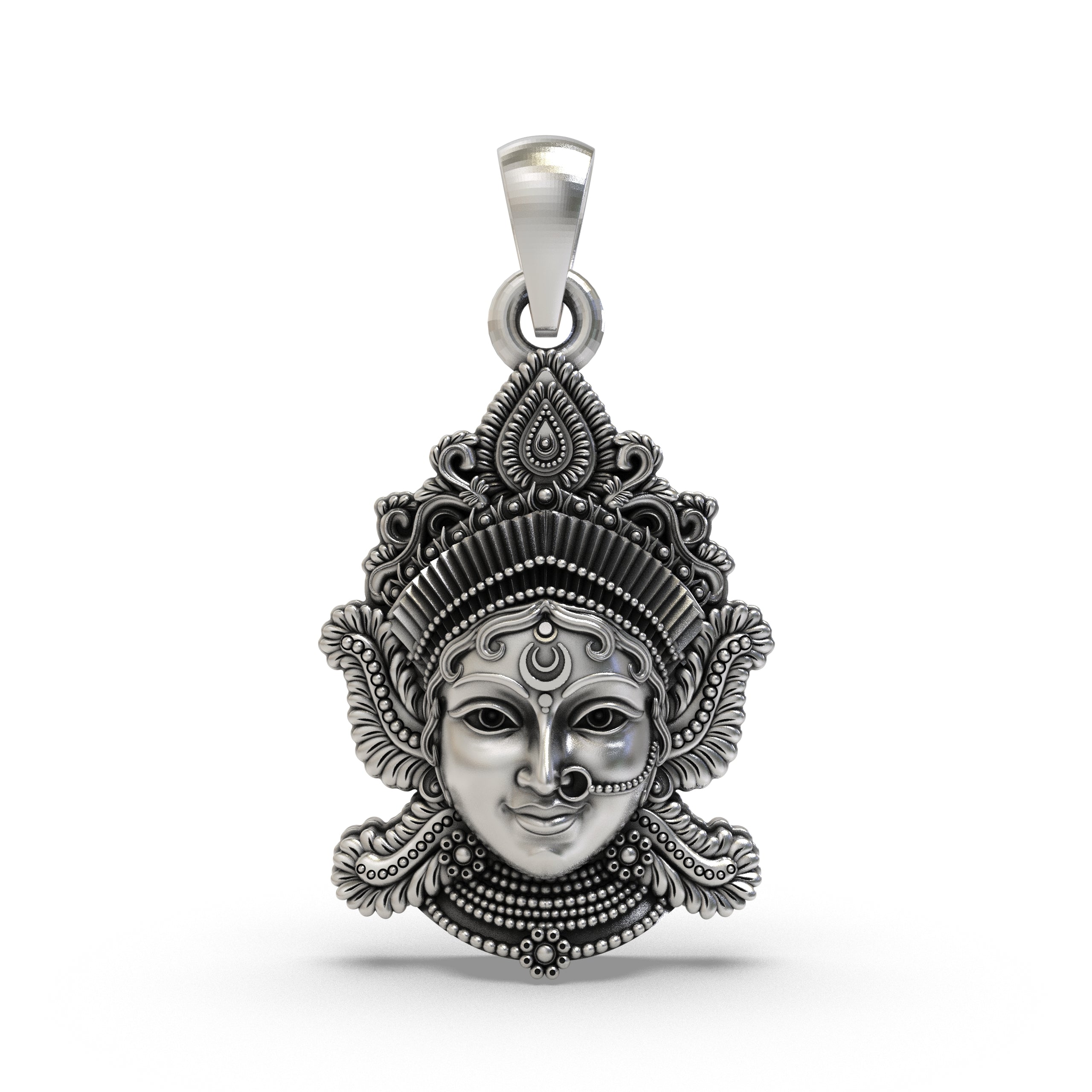 925 Silver Lakshmi Maa Face Pendant Goddess Laxmi Devi Jewelry