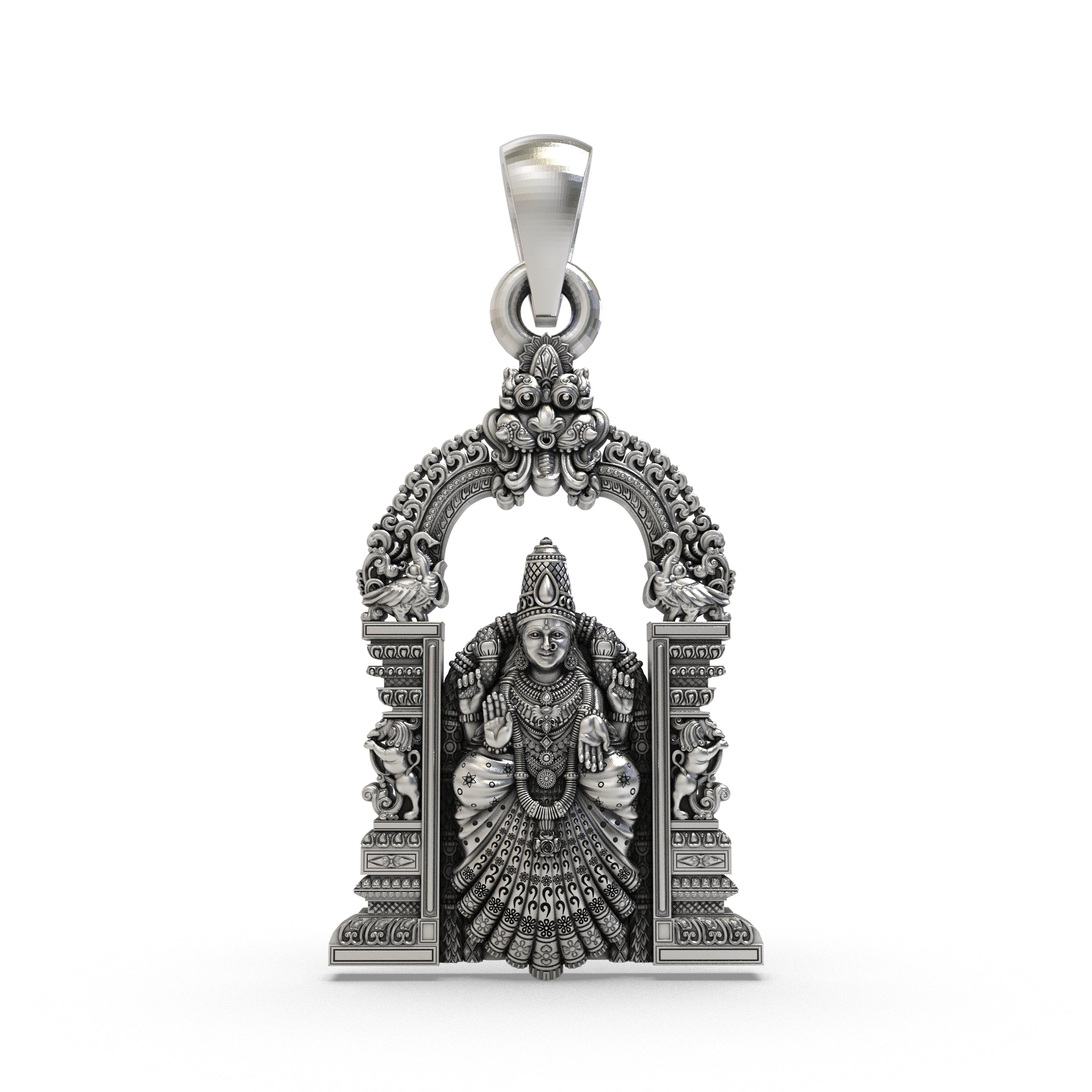 925 Silver Alamelu Manga Padmavathi Devi Pendant | Lakshmi Avatar Jewelry for Wealth & Prosperity | South Indian Temple Style Goddess Pendant
