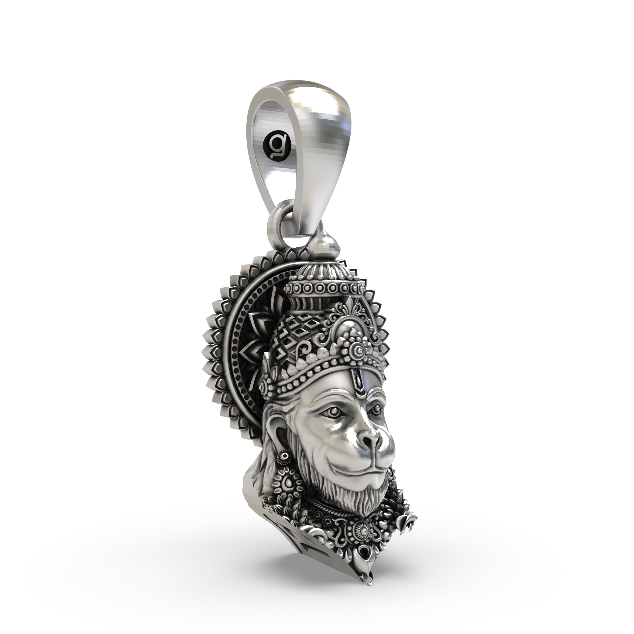 925 Silver Hanumanji Face Pendant – Lord Hanuman Jewelry | Handmade Devotional Pendant for Strength & Protection