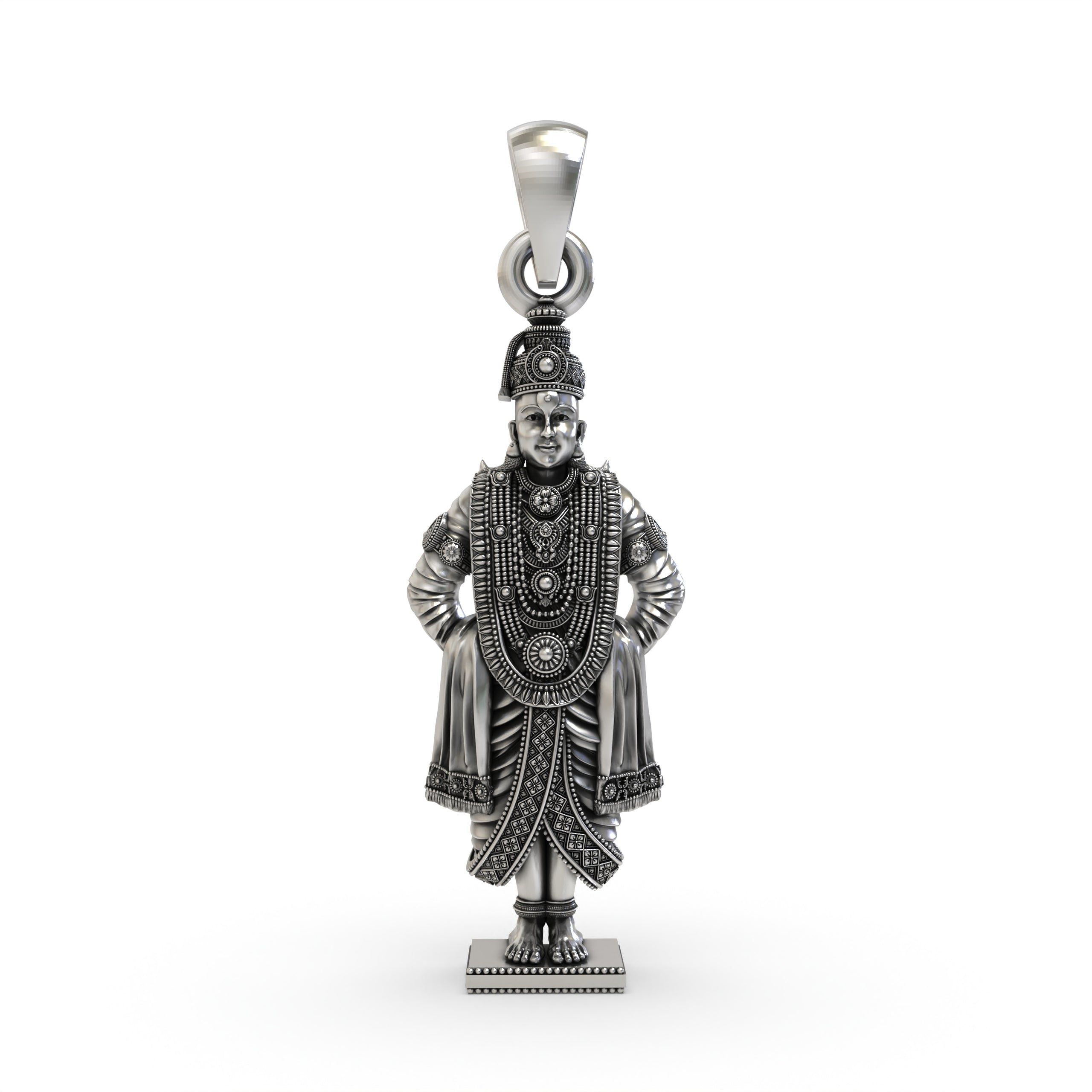 925 Silver Vitthal (Vithoba) Pendant with Intricate Detailing