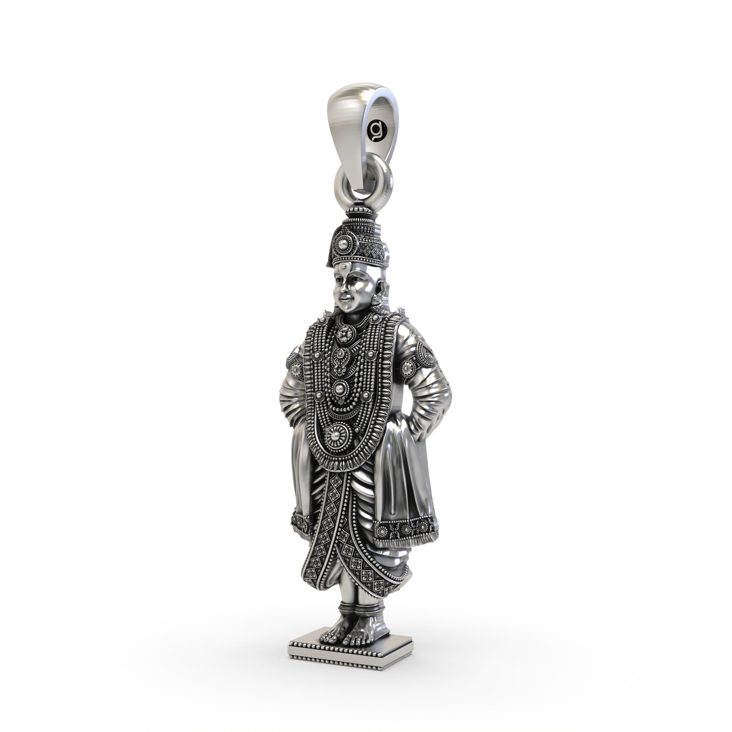 925 Silver Vitthal (Vithoba) Pendant with Intricate Detailing