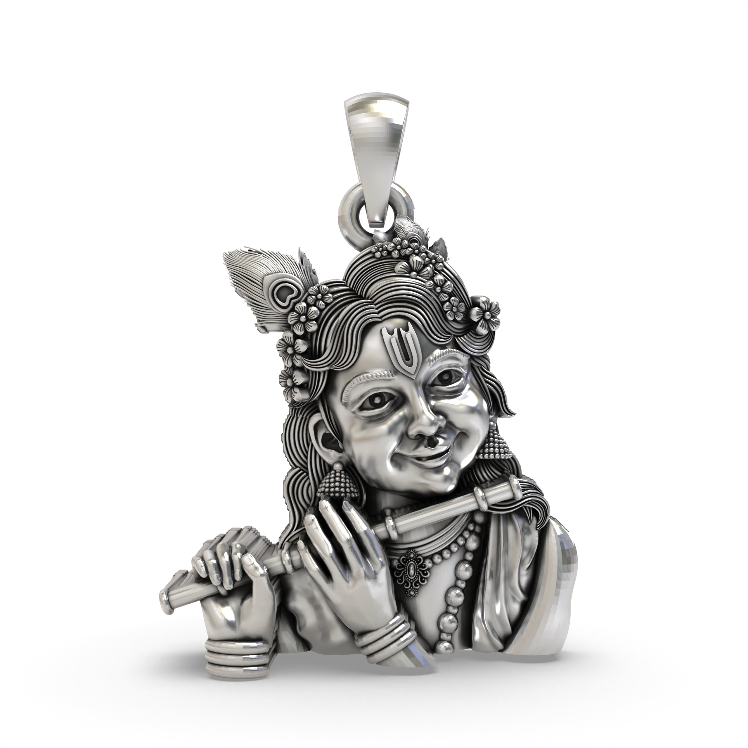 Bal Krishna Pendant in 925 Sterling Silver | Cute Krishna Flute Jewelry | Handmade Hindu God Pendant for Devotion & Blessings