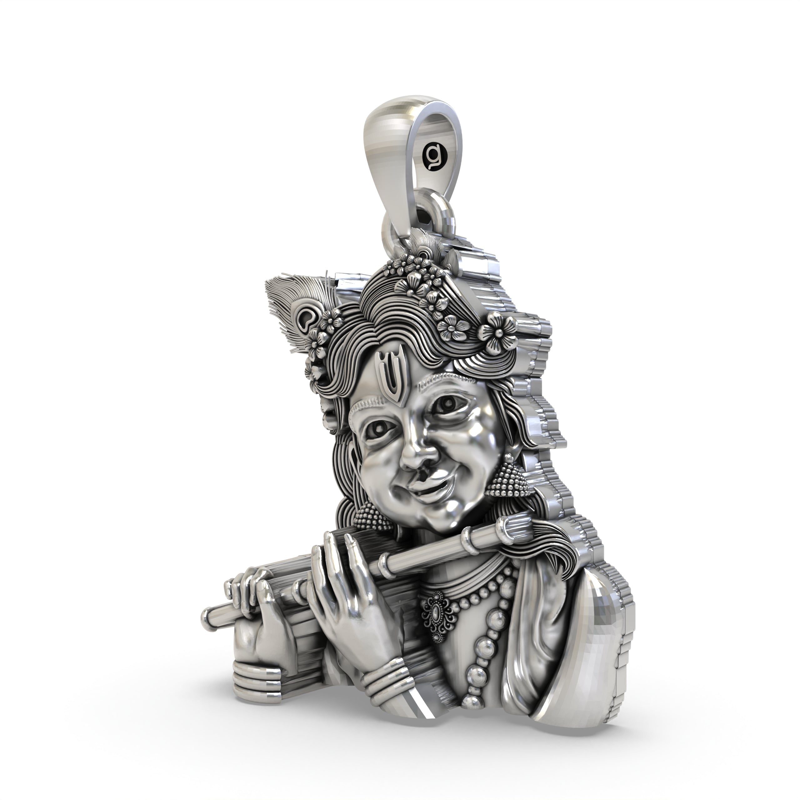 Bal Krishna Pendant in 925 Sterling Silver | Cute Krishna Flute Jewelry | Handmade Hindu God Pendant for Devotion & Blessings