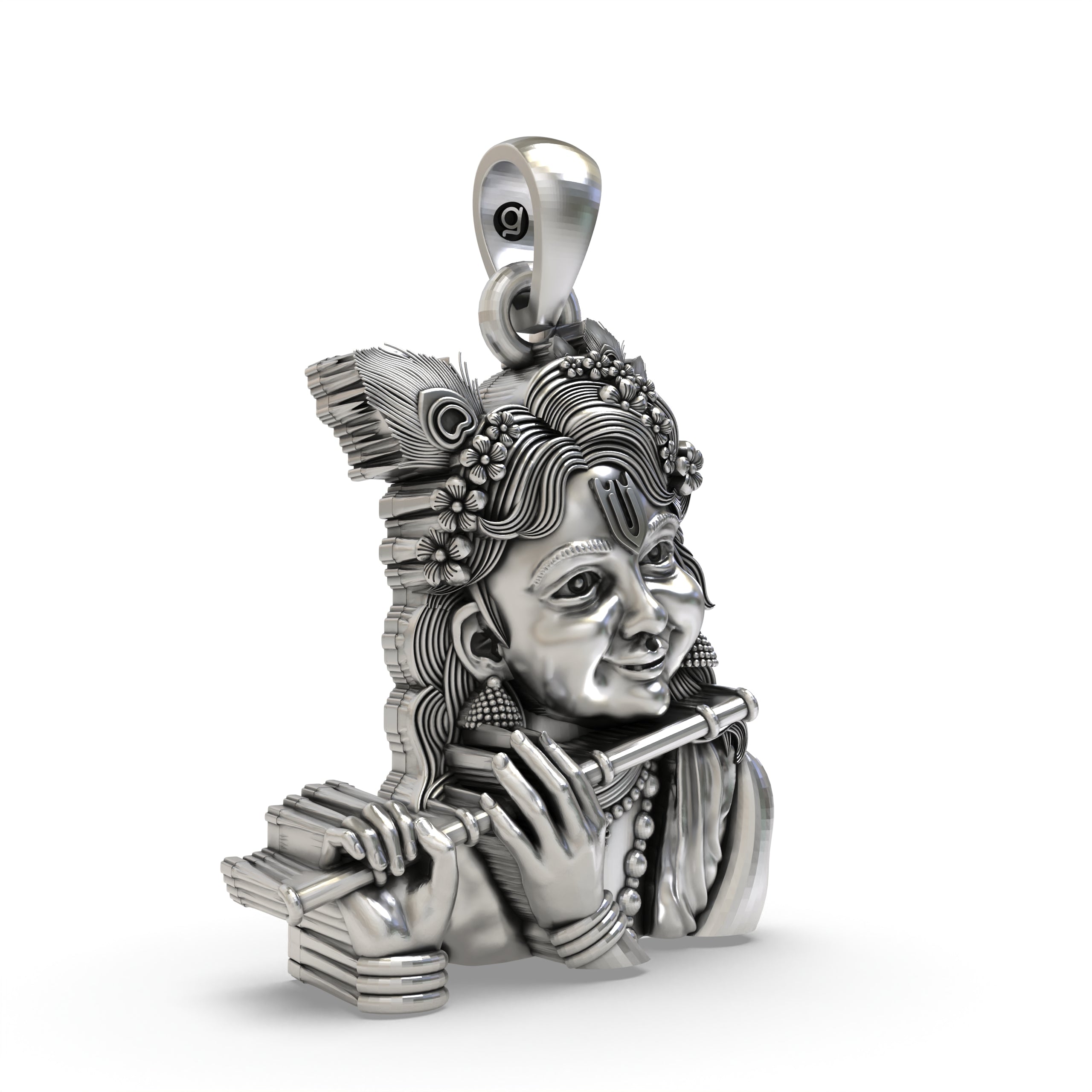 Bal Krishna Pendant in 925 Sterling Silver | Cute Krishna Flute Jewelry | Handmade Hindu God Pendant for Devotion & Blessings