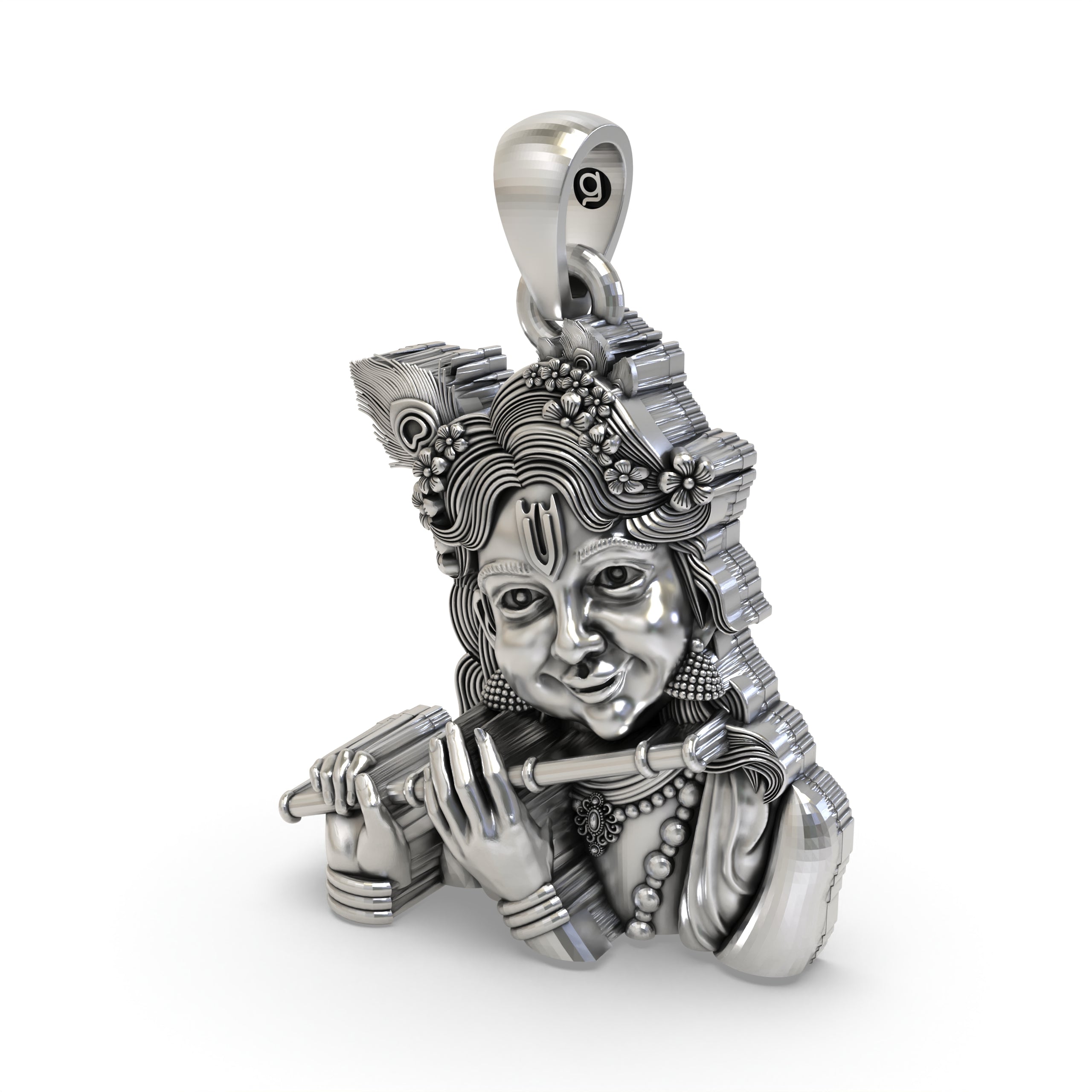 Bal Krishna Pendant in 925 Sterling Silver | Cute Krishna Flute Jewelry | Handmade Hindu God Pendant for Devotion & Blessings