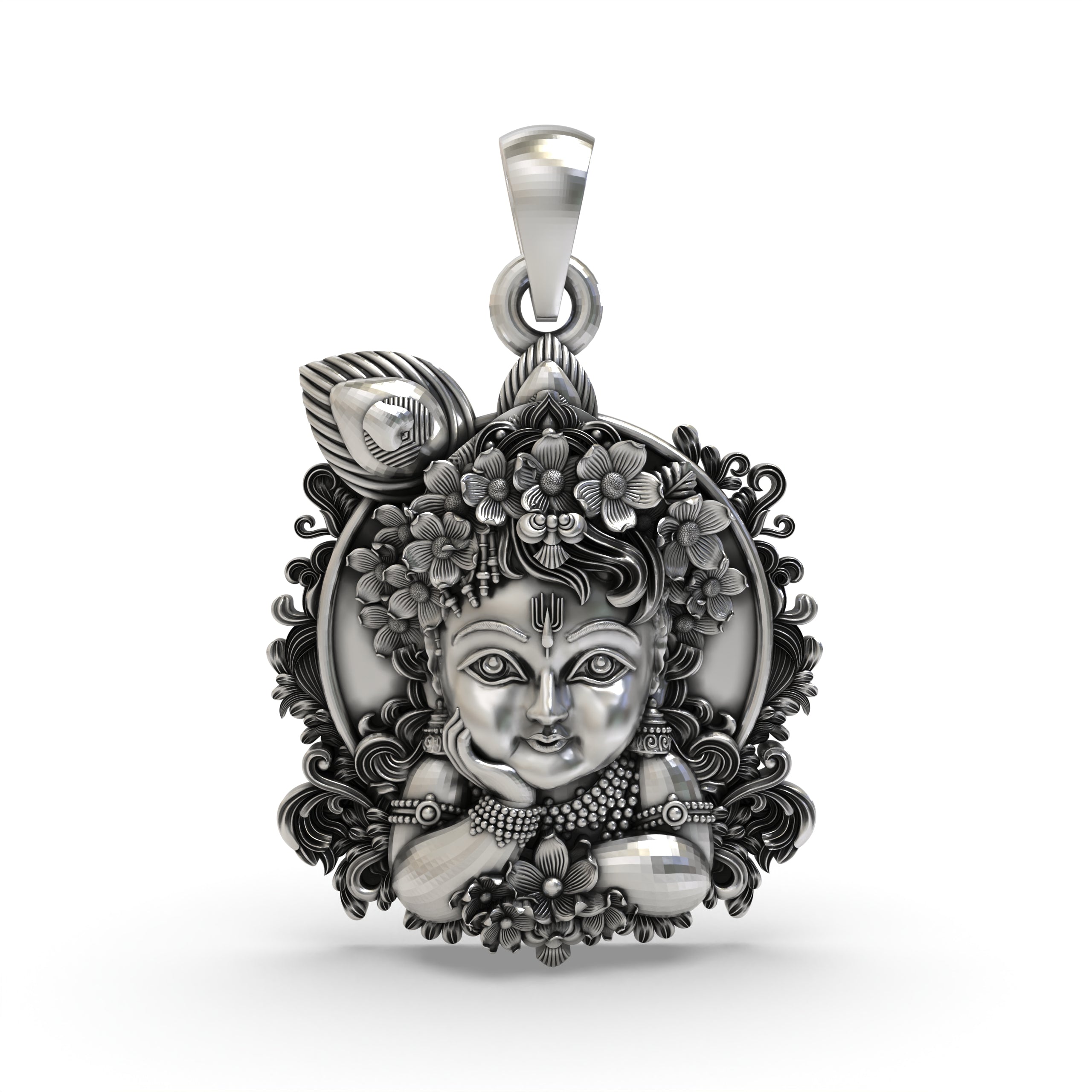 Bal Krishna Face Pendant in 925 Sterling Silver | Cute Krishna Jewelry | Handmade Hindu God Pendant for Devotion & Blessings