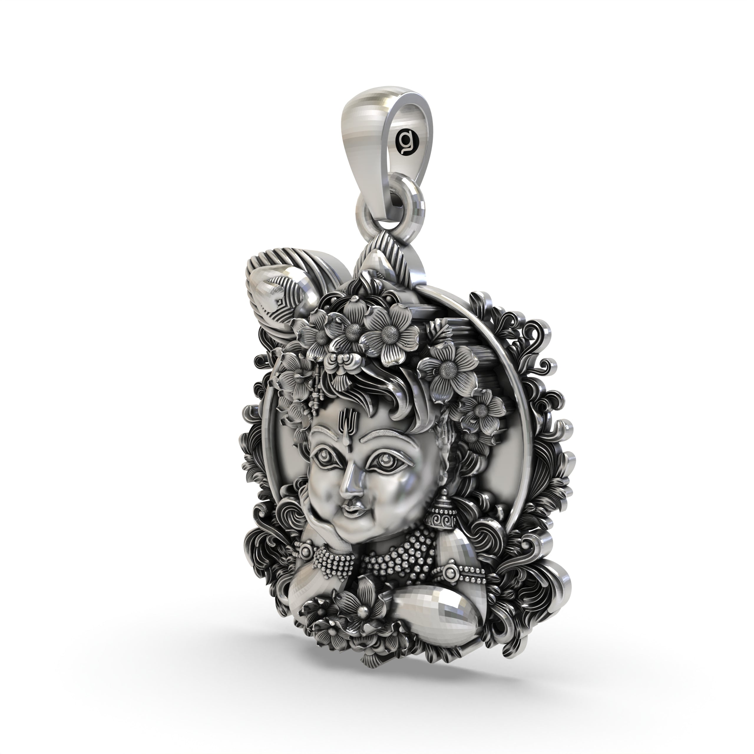 Bal Krishna Face Pendant in 925 Sterling Silver | Cute Krishna Jewelry | Handmade Hindu God Pendant for Devotion & Blessings