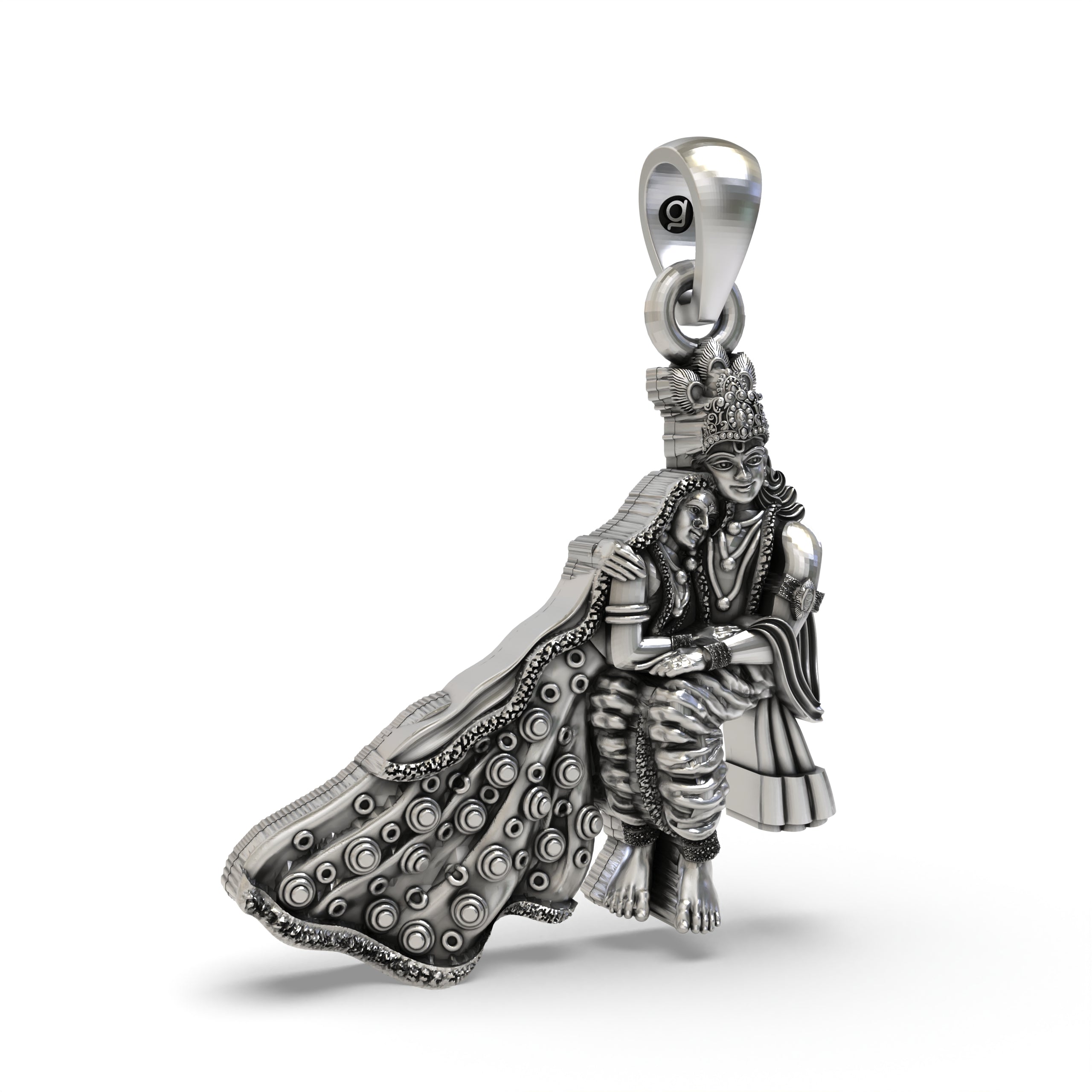 Radha Krishna Pendant in 925 Sterling Silver | Divine Love & Spiritual Jewelry | Handmade Hindu God Pendant