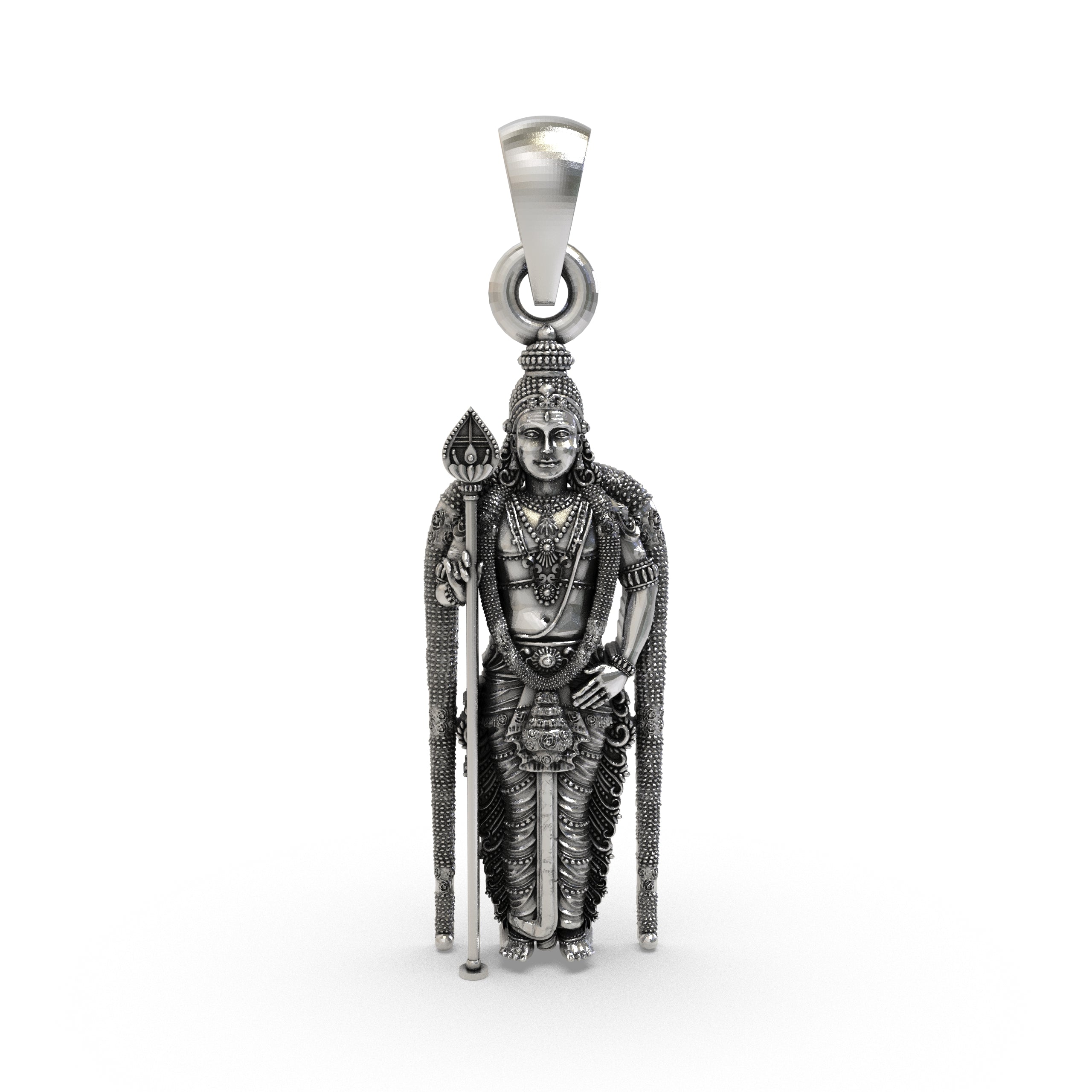 925 Sterling Silver Murugan Pendant — Kartikeya Subramanya Swamy Idol, Handmade Temple Jewellery