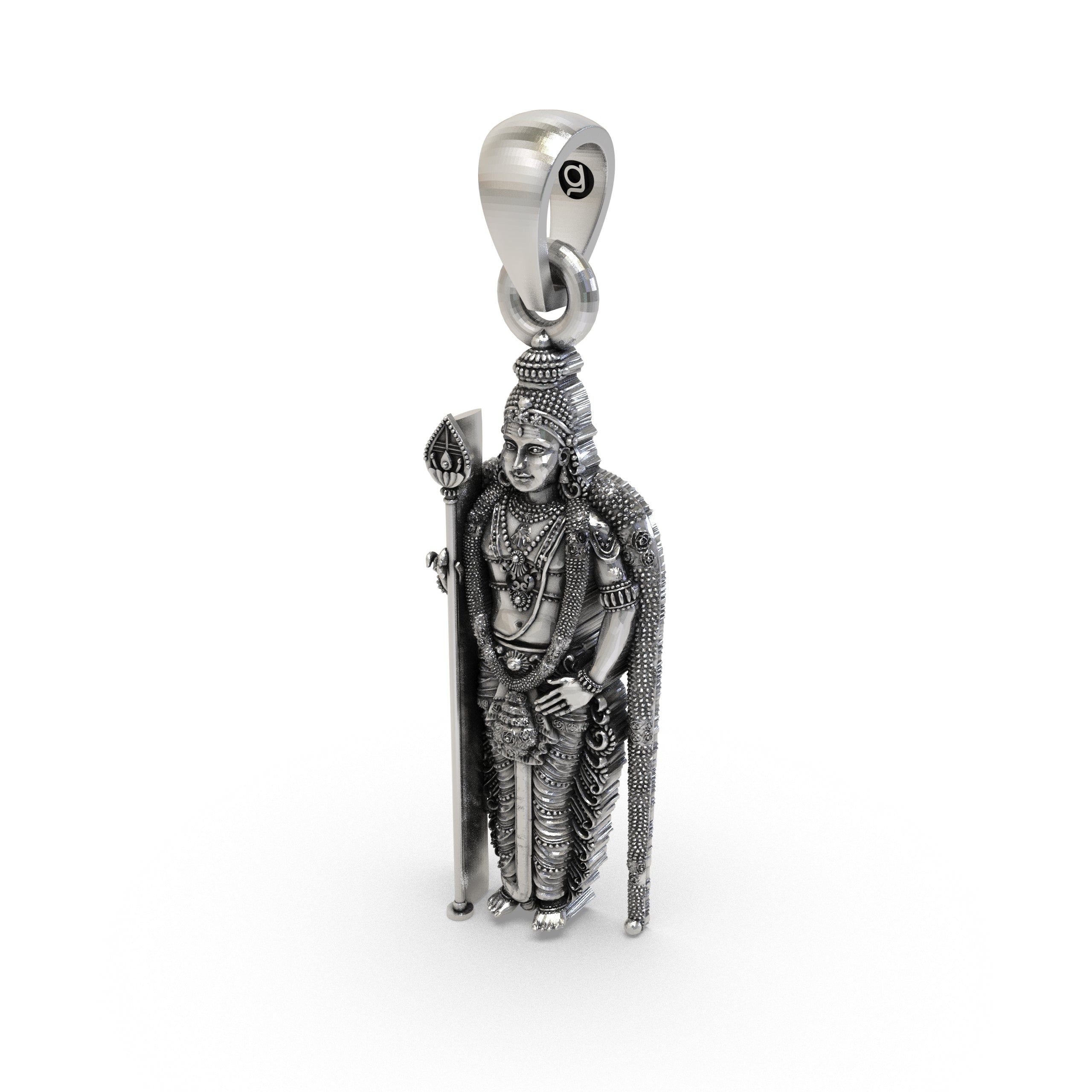 925 Sterling Silver Murugan Pendant — Kartikeya Subramanya Swamy Idol, Handmade Temple Jewellery