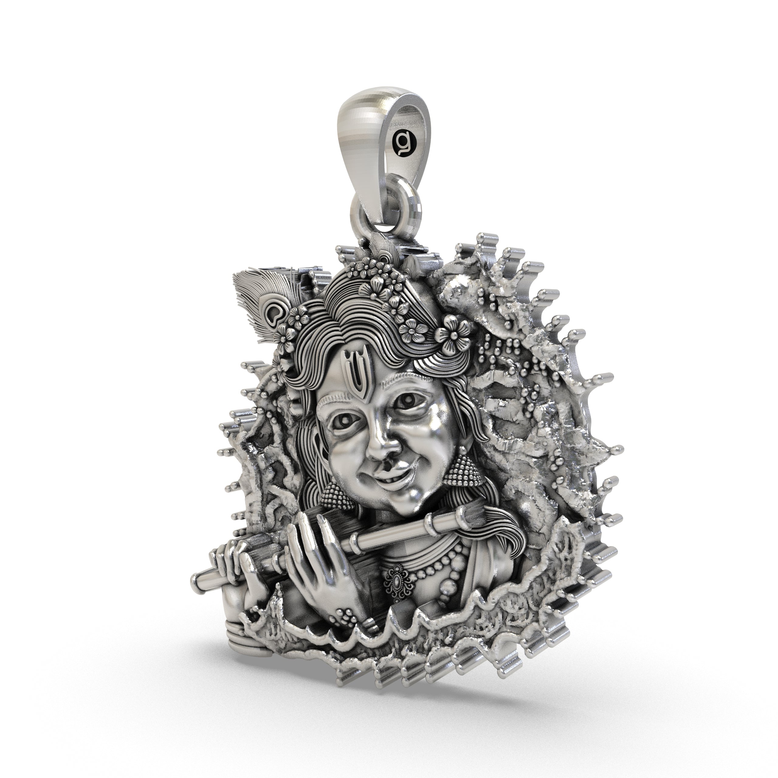 Bal Krishna Flute Pendant in 925 Sterling Silver | Krishna Jewelry for Devotion & Blessings | Handmade Hindu Spiritual Pendant