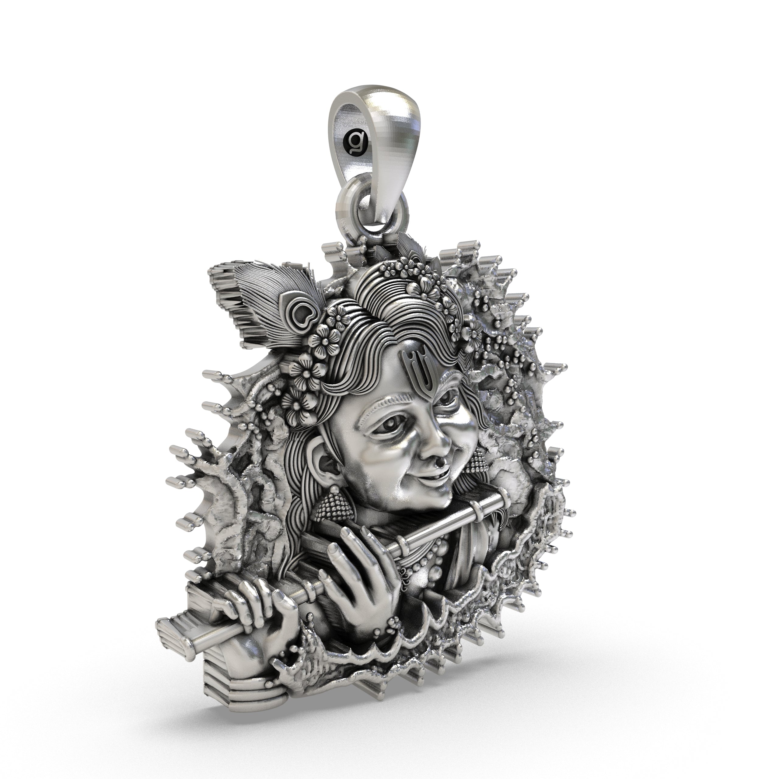 Bal Krishna Flute Pendant in 925 Sterling Silver | Krishna Jewelry for Devotion & Blessings | Handmade Hindu Spiritual Pendant