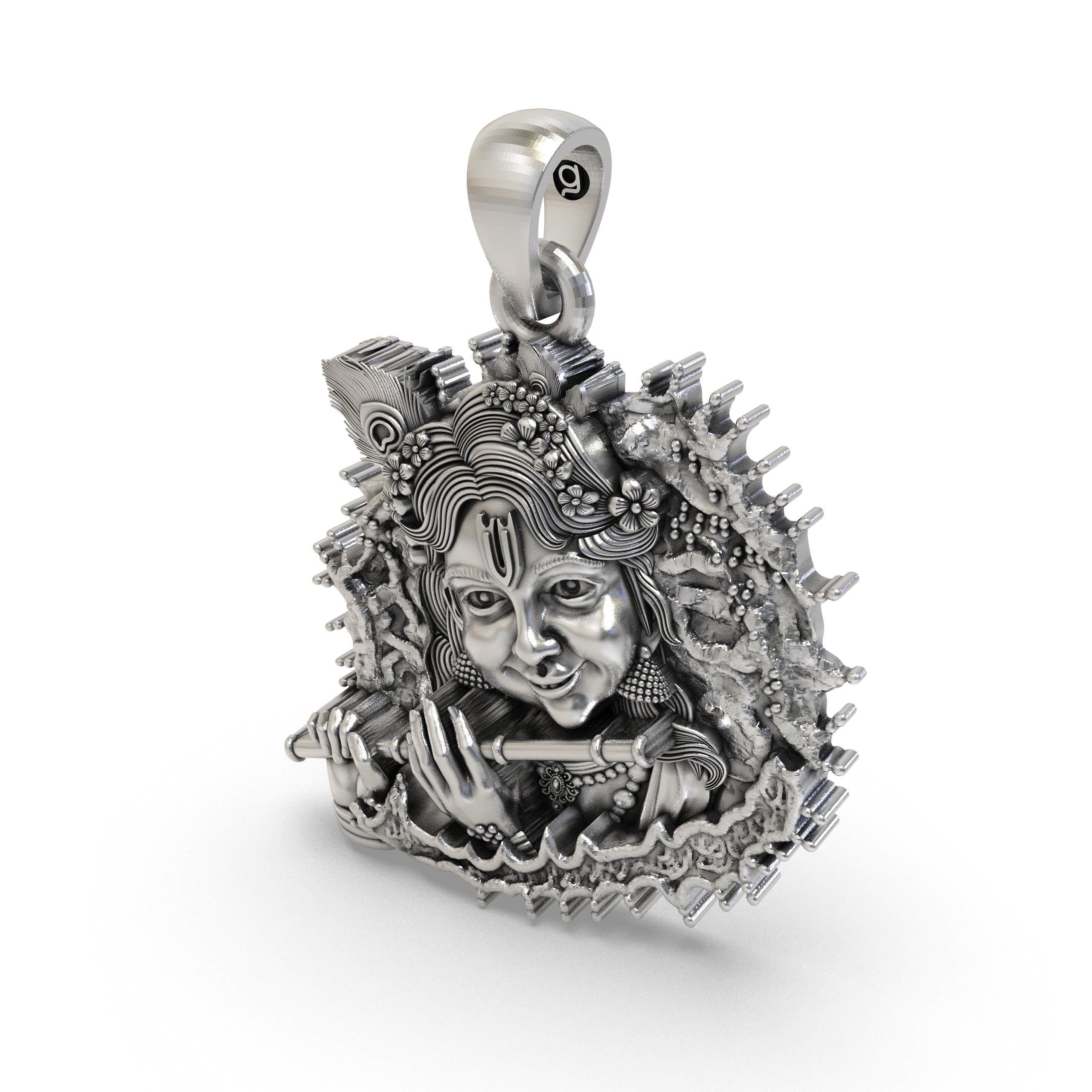 Bal Krishna Flute Pendant in 925 Sterling Silver | Krishna Jewelry for Devotion & Blessings | Handmade Hindu Spiritual Pendant