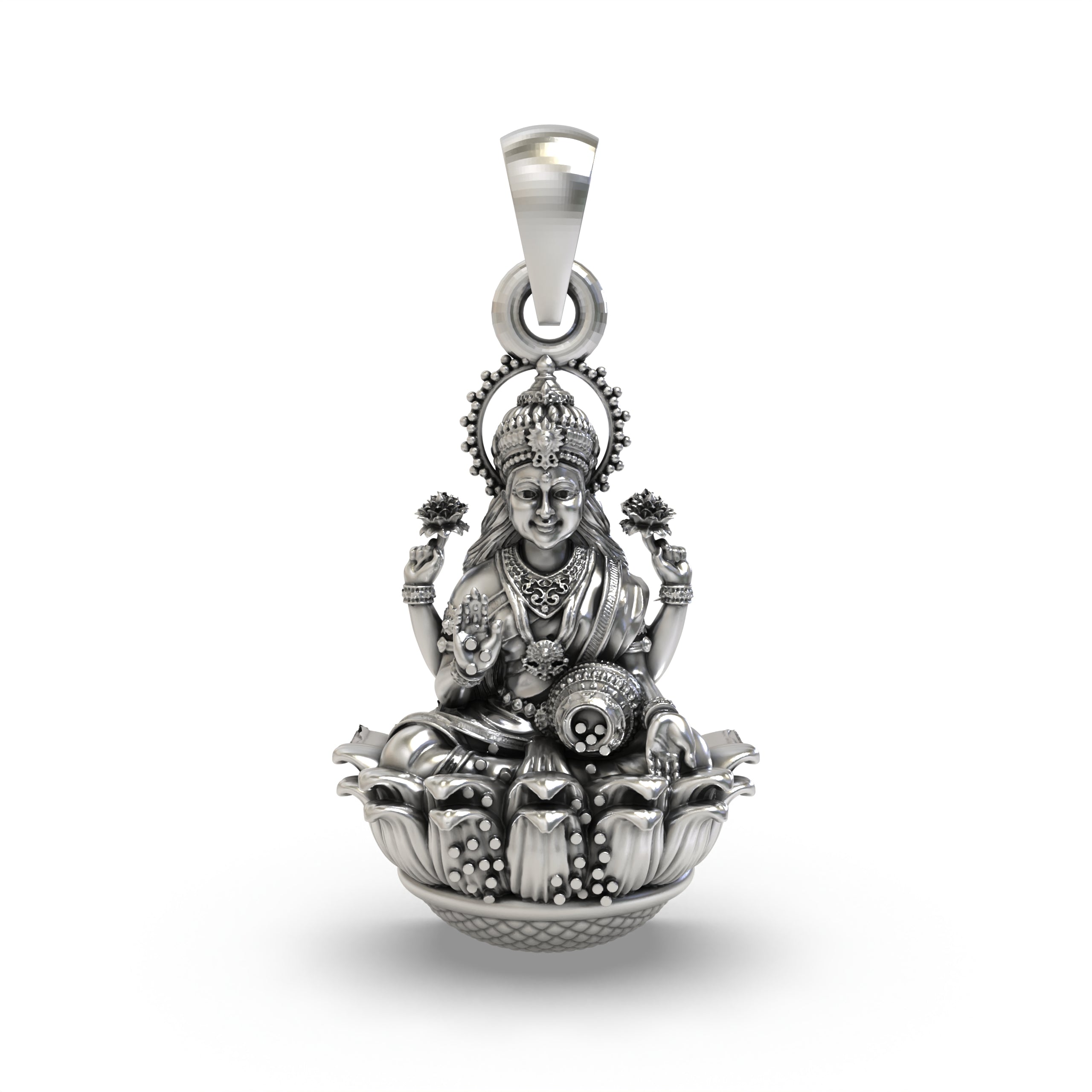 925 Silver Lakshmi Devi Pendant | Goddess of Wealth & Prosperity Jewelry | Handmade Hallmarked Sterling Silver