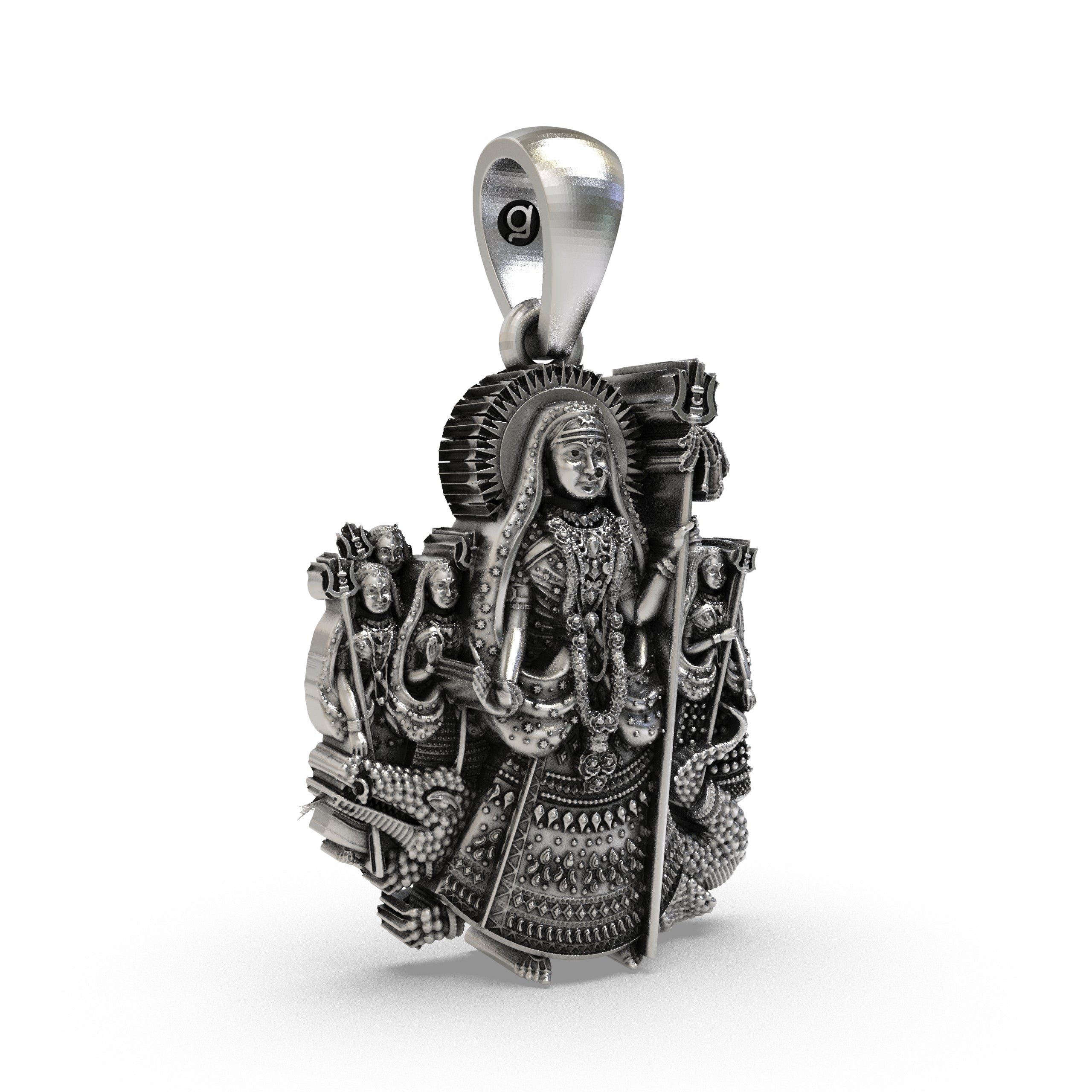 925 Sterling Silver Khodiyar Maa Pendant – Khodiyar Mata with Trishul, Handcrafted Hindu Goddess Idol Necklace, Devotional Jewelry Gift