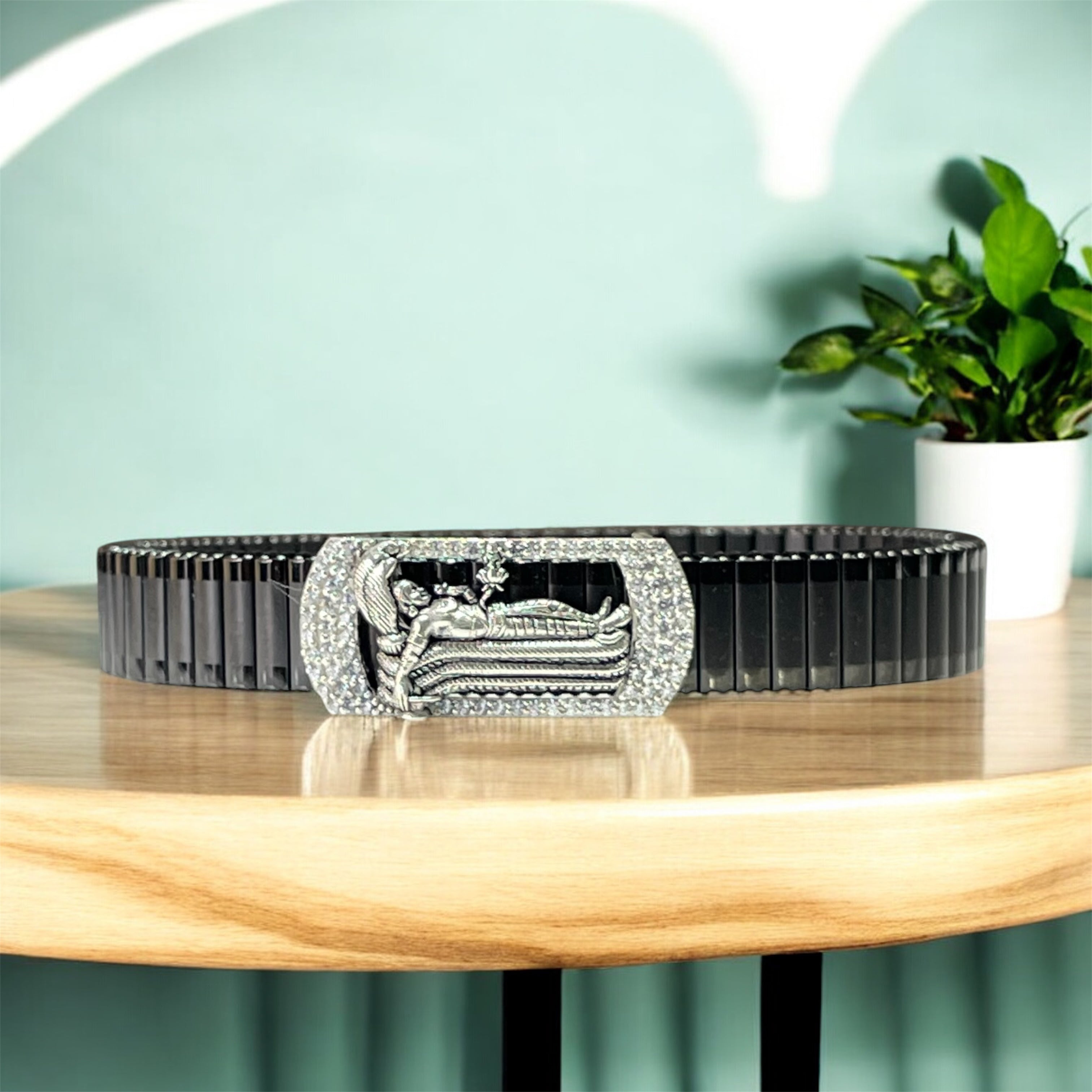925 Silver Vishnu Ananta Shesha Bracelet | Lord Vishnu Reclining Motif with Iced Border