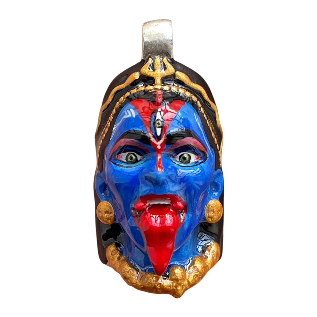 925 Silver Kali Face Pendant with Kali Yantra