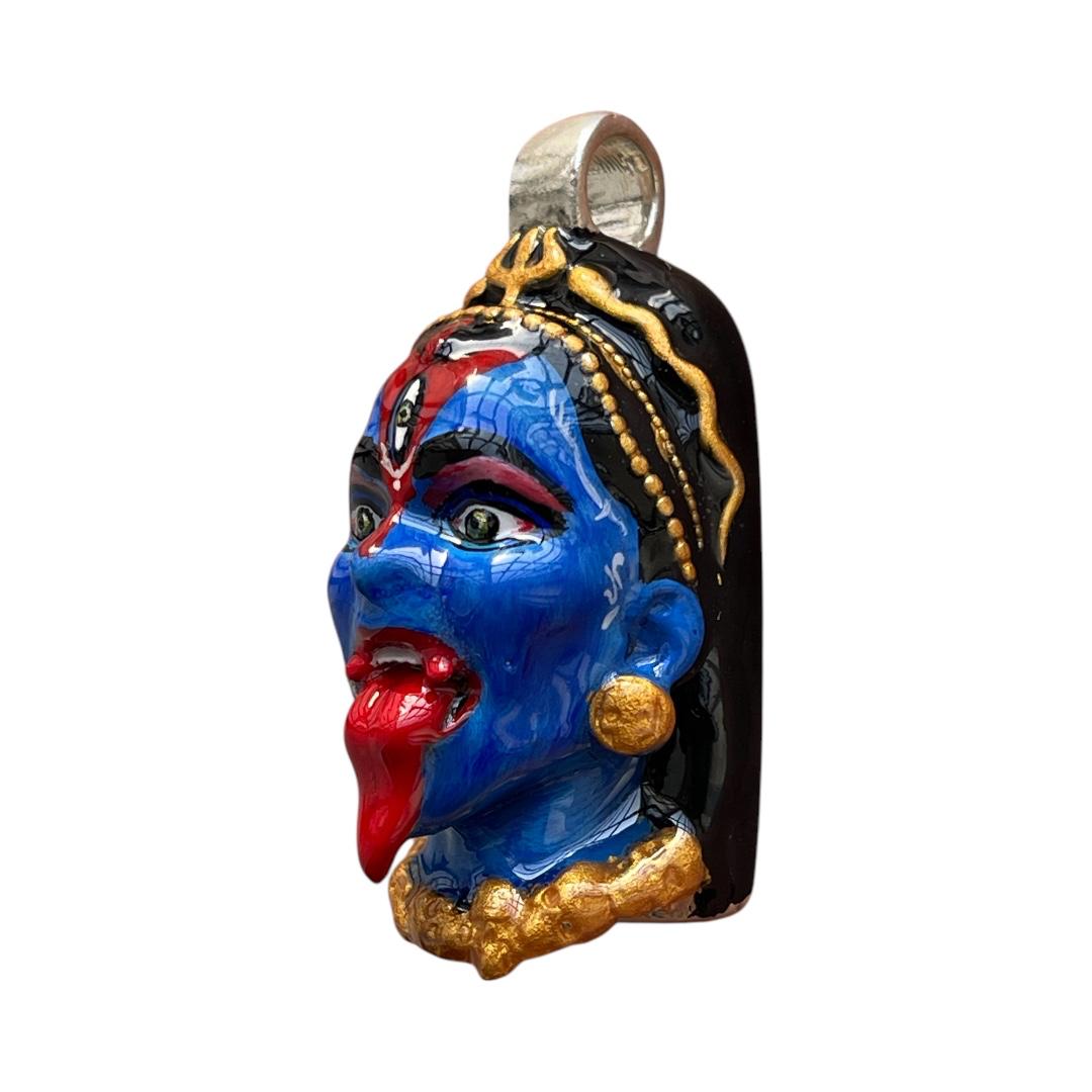 925 Silver Kali Face Pendant with Kali Yantra