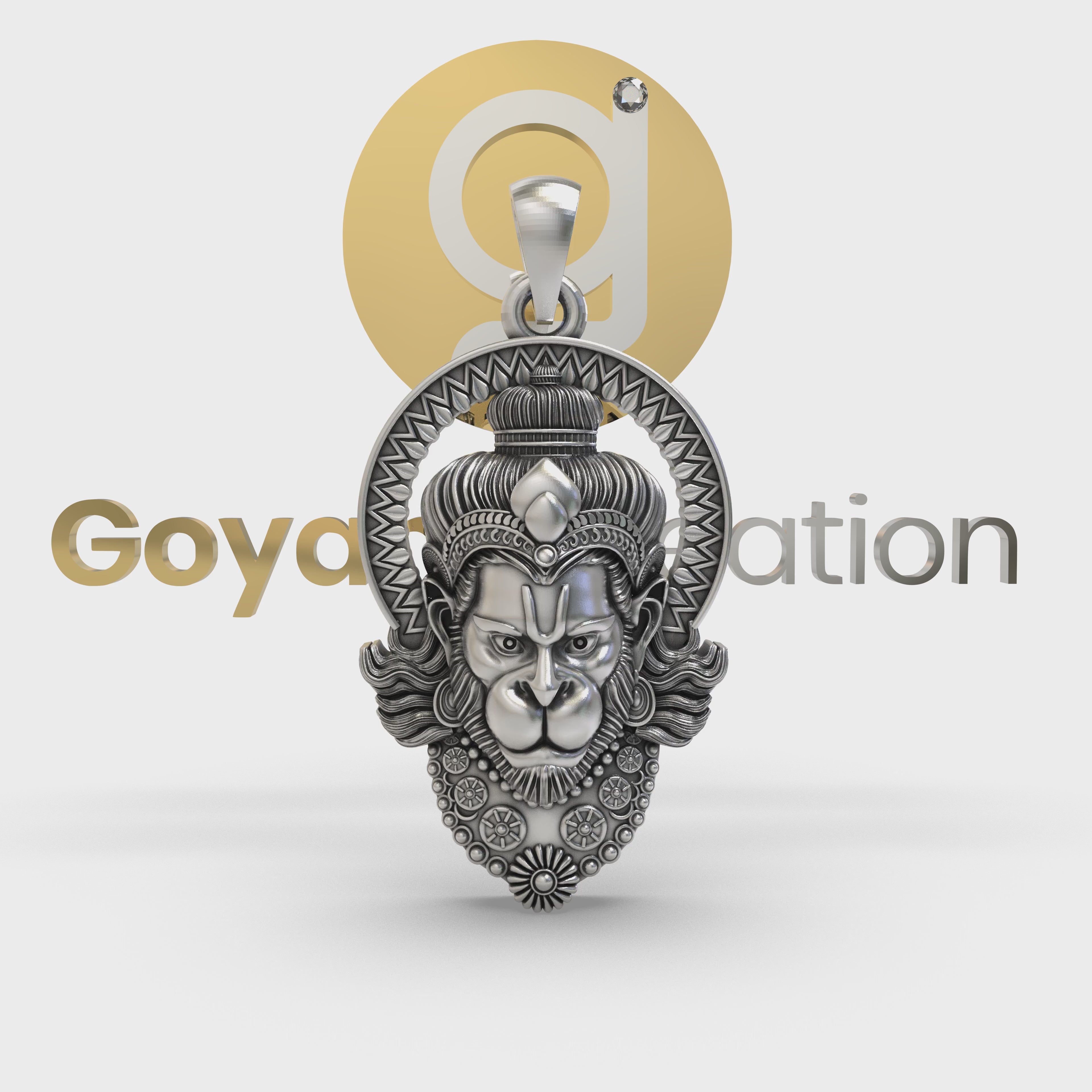 Silver Hanumanji Face Pendant - Intricately Crafted 925 Sterling Silver Jewelry for Devotees