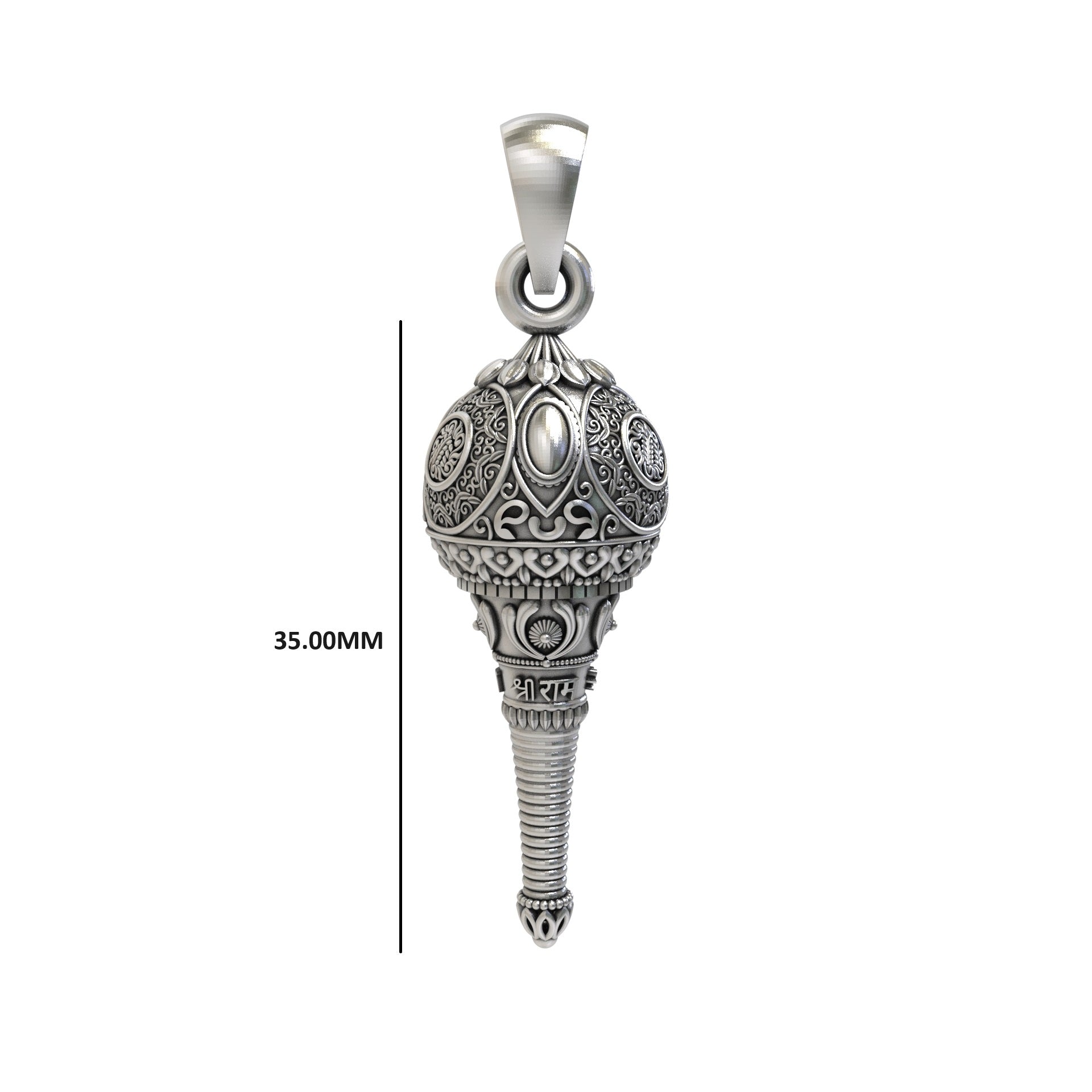 Silver hanumanji gada pendant