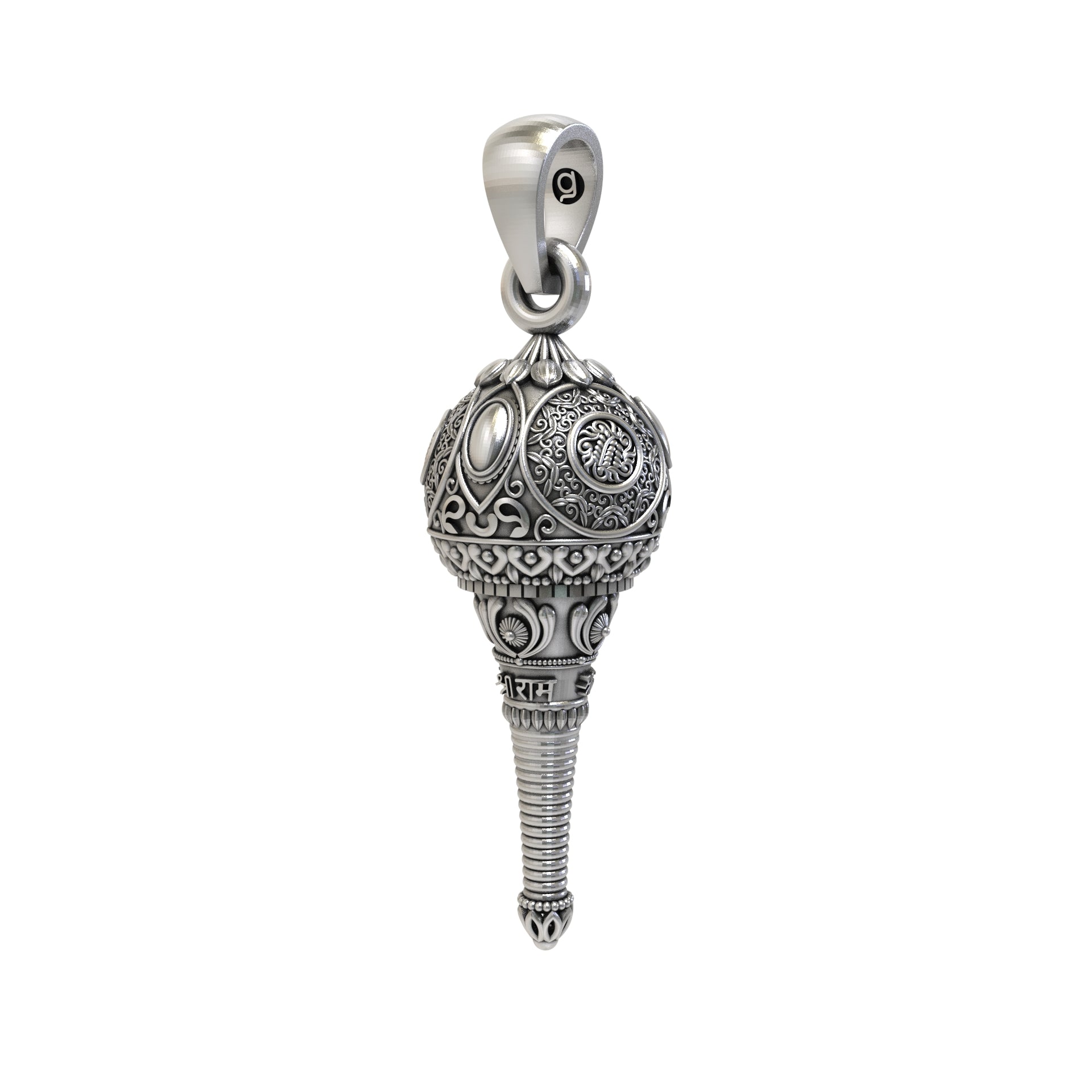 Silver hanumanji gada pendant