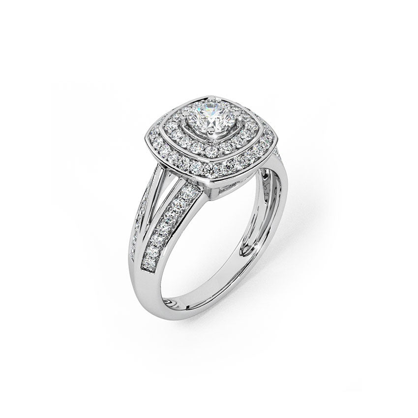 Goz Solitaire Ring, 925 Sterling Silver Diamond Ring