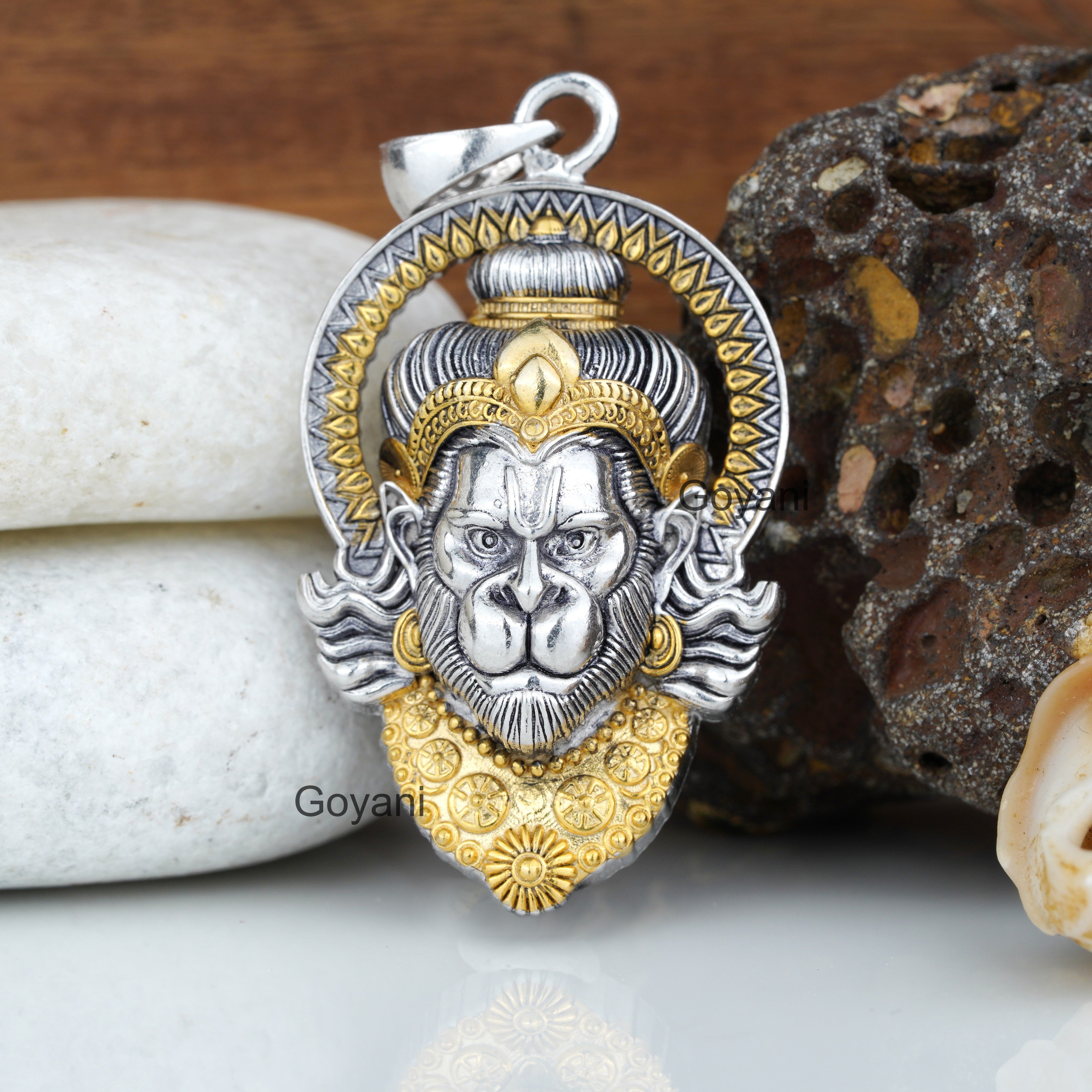 925 Silver Hanumanji Face Pendant | Bajrangbali Hanuman Locket for Men & Women | Mahaveer God Jewelry | Spiritual Hindu Religious Gift
